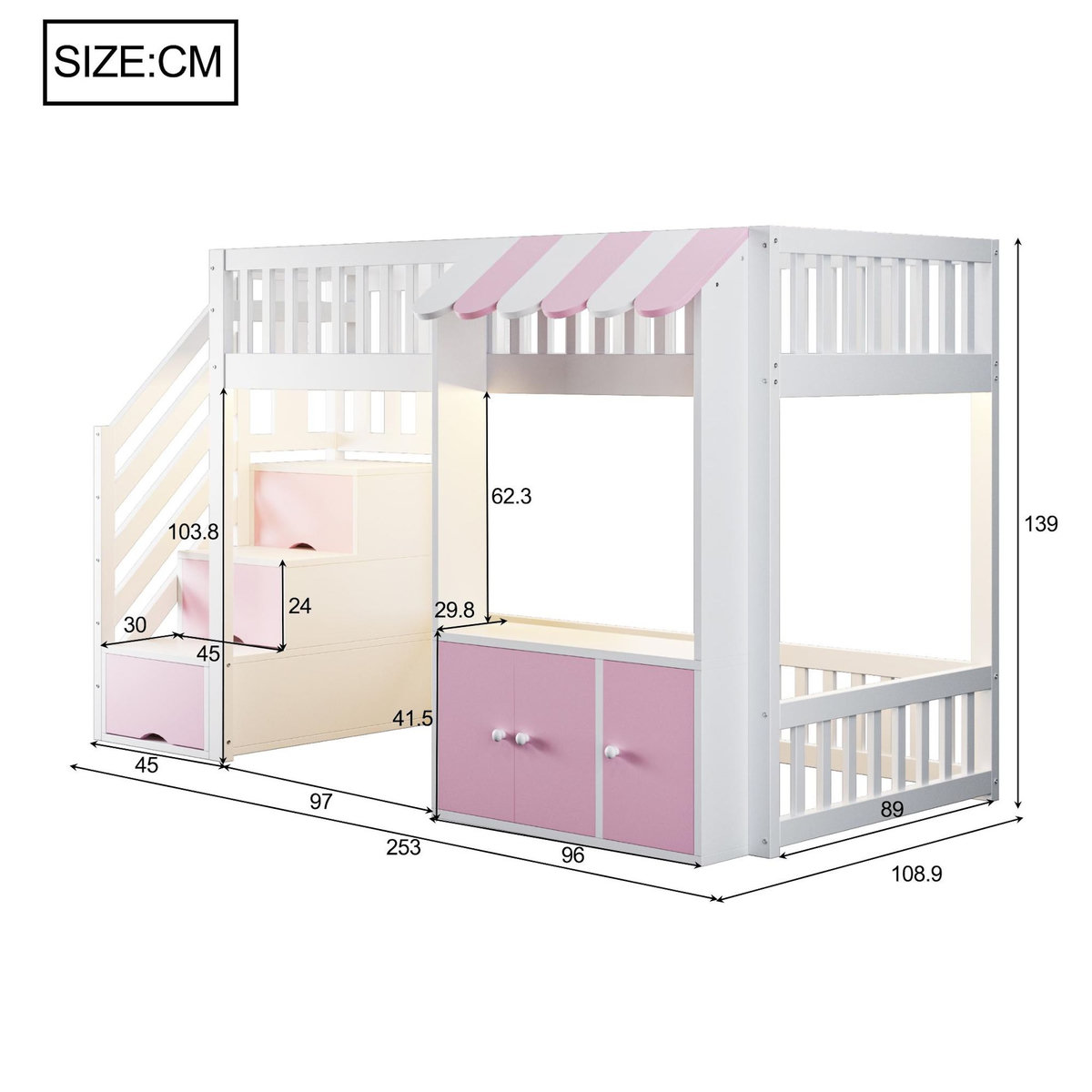 MERAX Lit mezzanine enfant