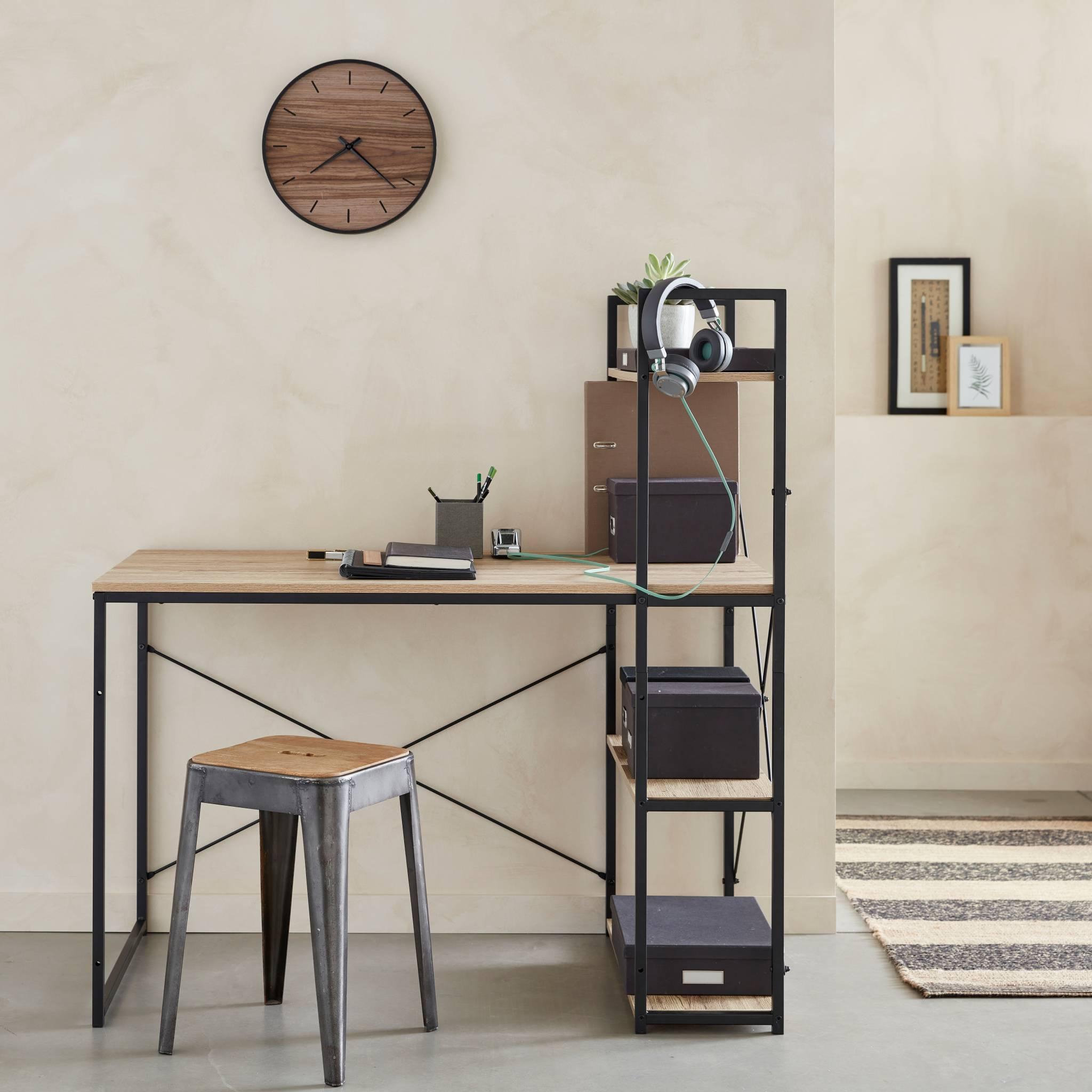 Voir la diapositive 2 : SWEEEK Bureau bibliothèque. Loft. 1 bureau. 3 étagères L 113 cm x l 60 cm x H 120 cm