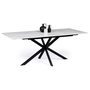 Voir la diapositive 1 : ID MARKET Table à manger extensible rectangle ALIX 6-10 personnes pied araignée noir plateau effet marbre blanc ALASKA 160-200 cm