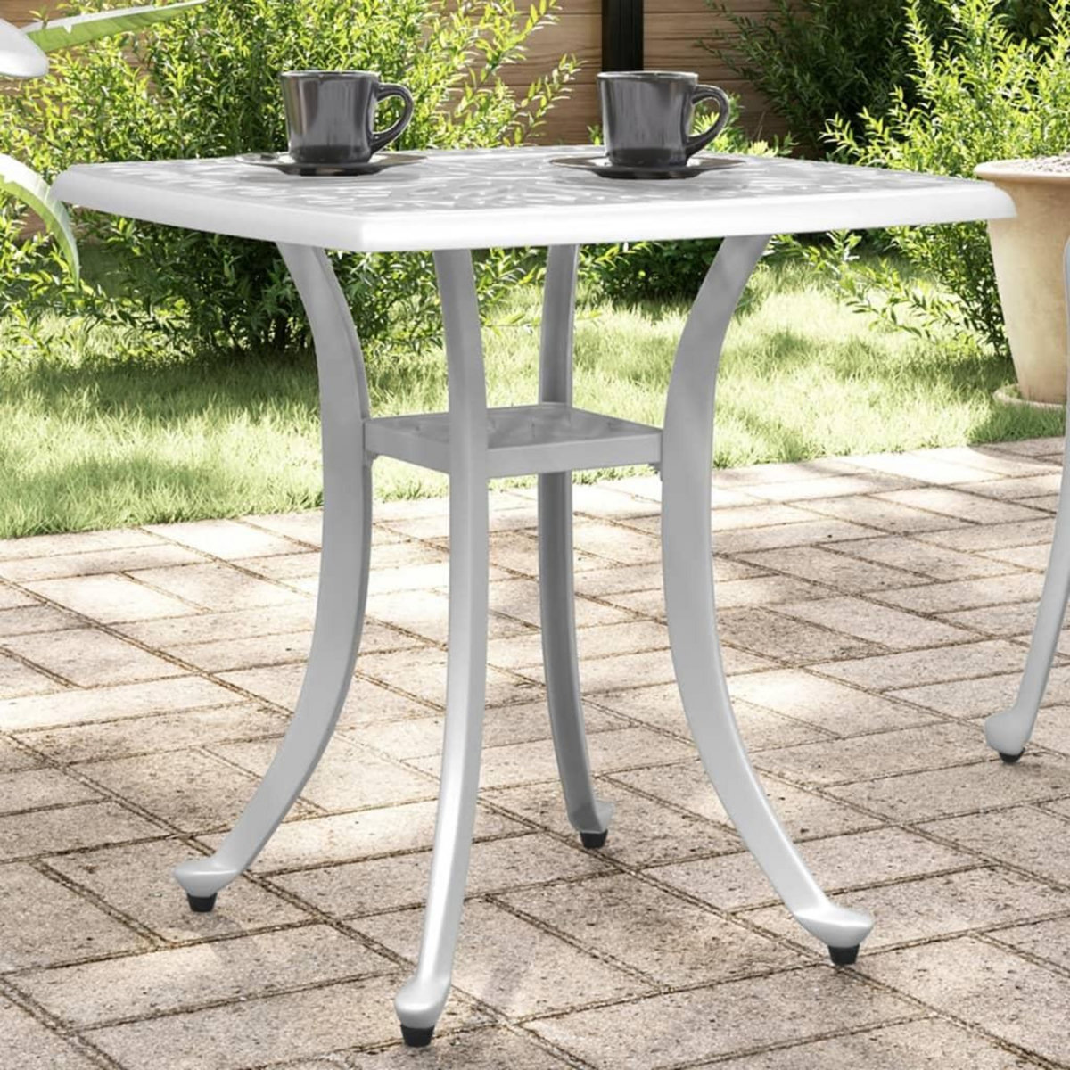 VIDAXL Table de jardin blanc 53x53x53 cm aluminium coule