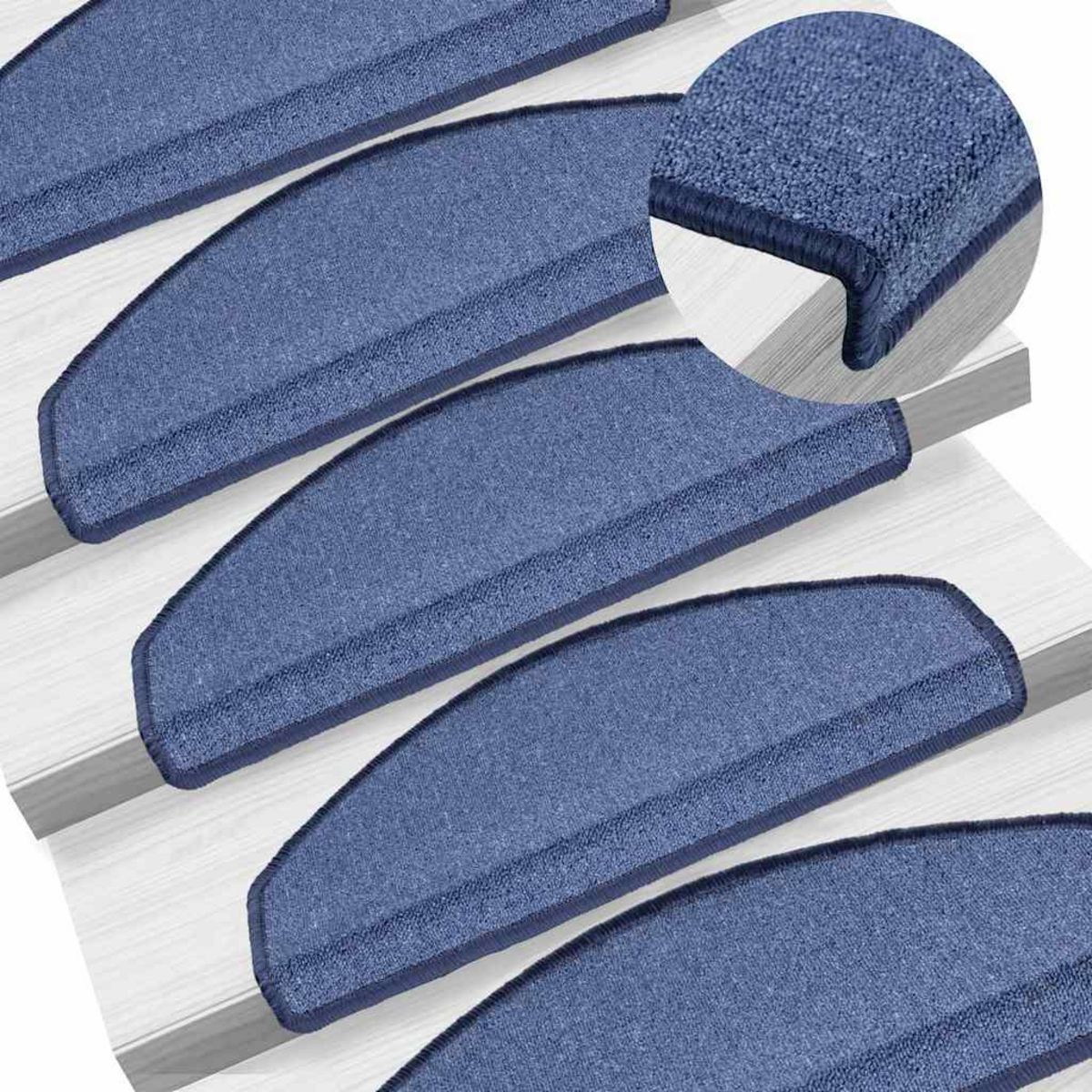 VIDAXL Tapis d'escalier 30 pcs bleu 65x24x4 cm