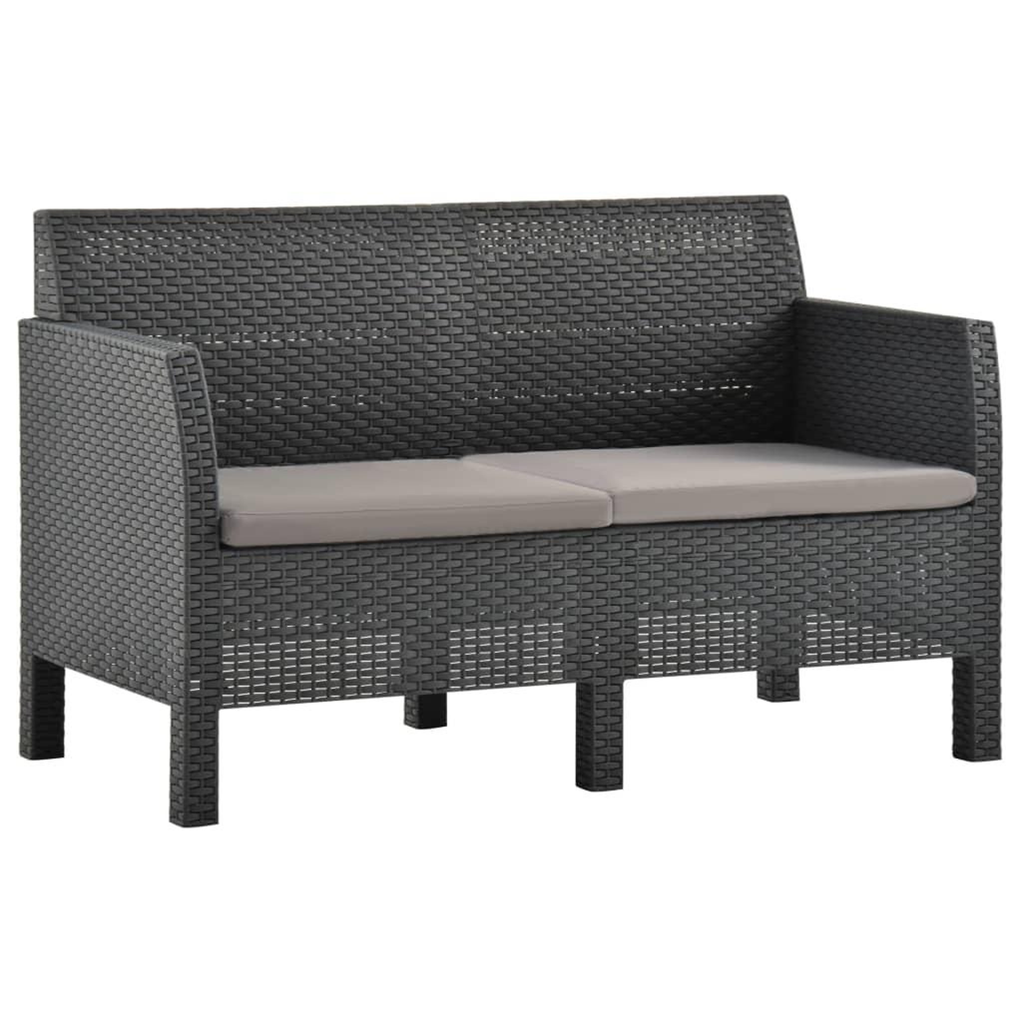 Voir la diapositive 4 : VIDAXL Salon de jardin 2 pcs avec coussins pp rotin anthracite