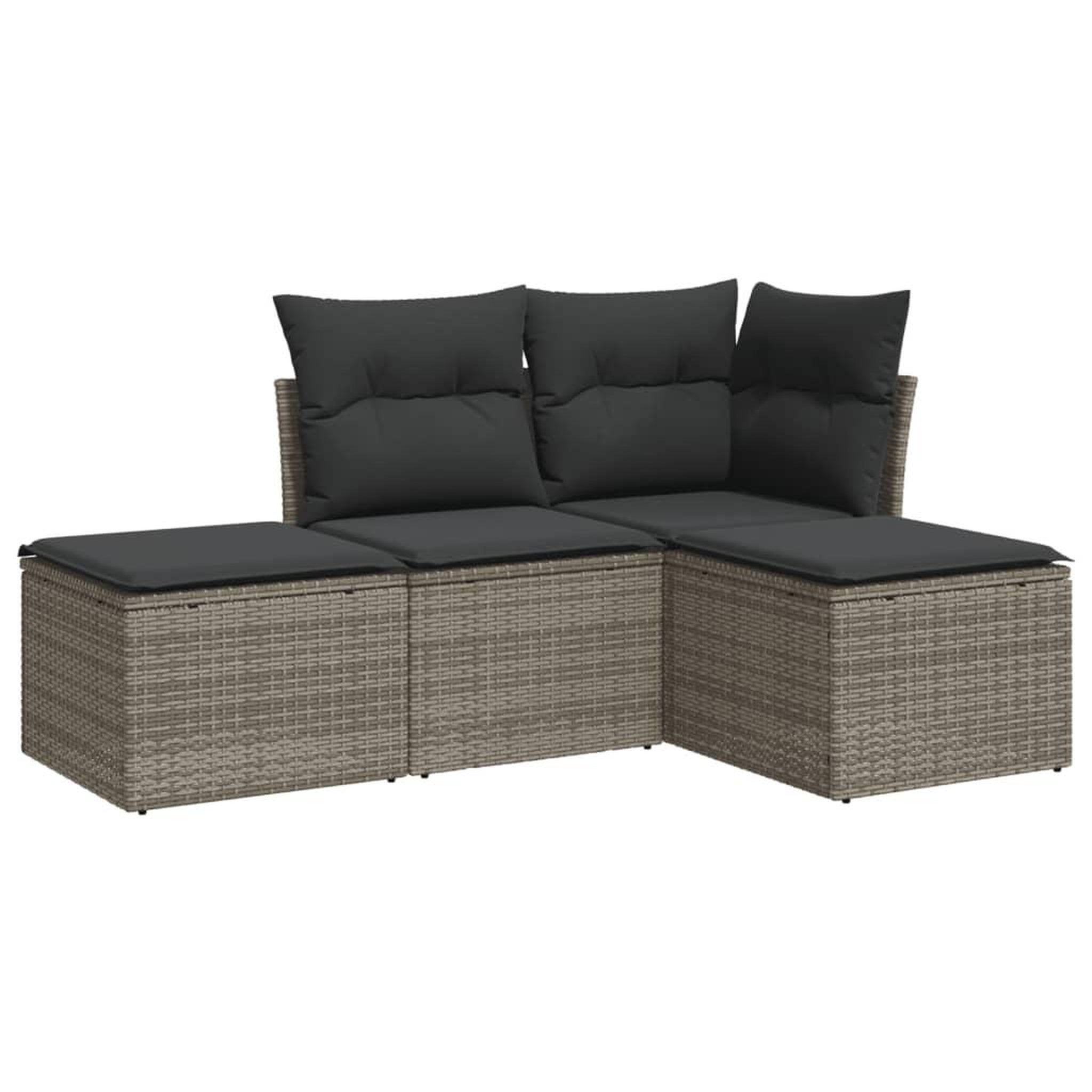 Voir la diapositive 2 : VIDAXL Salon de jardin 4 pcs avec coussins gris resine tressee