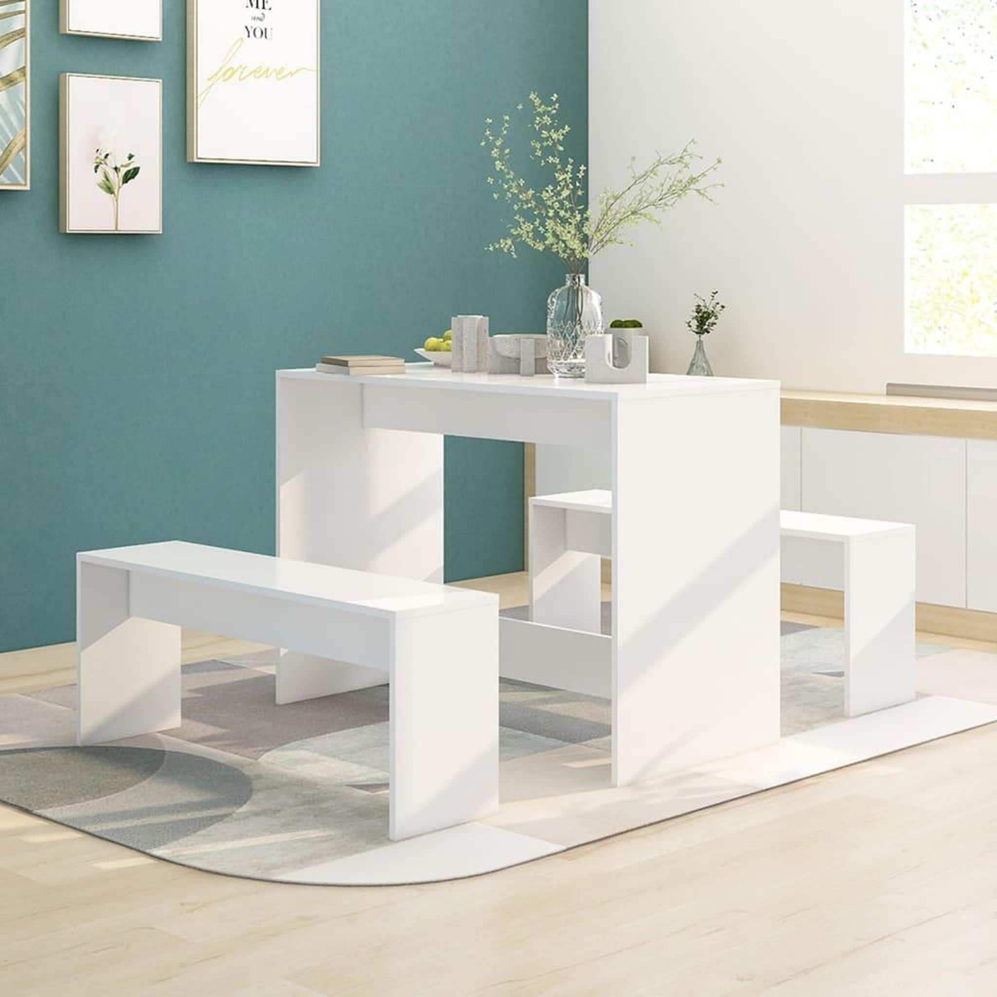 Voir la diapositive 1 : VIDAXL Ensemble a manger 3 pcs Blanc Bois d'ingenierie