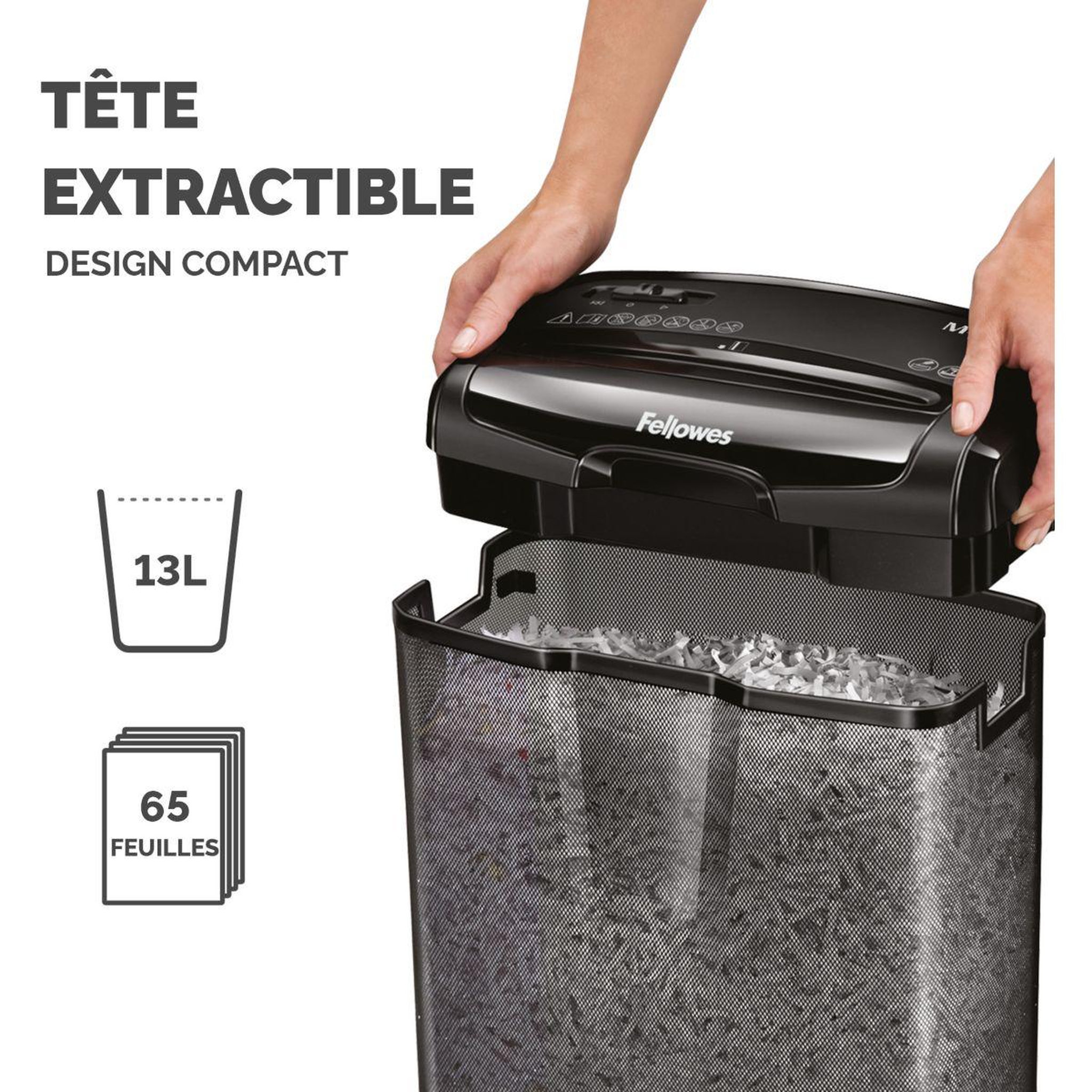 Voir la diapositive 5 : Fellowes Destructeur papier Fellowes DESTRUCTEUR M 7CM COUPE CROISEE 7 FEUILLES