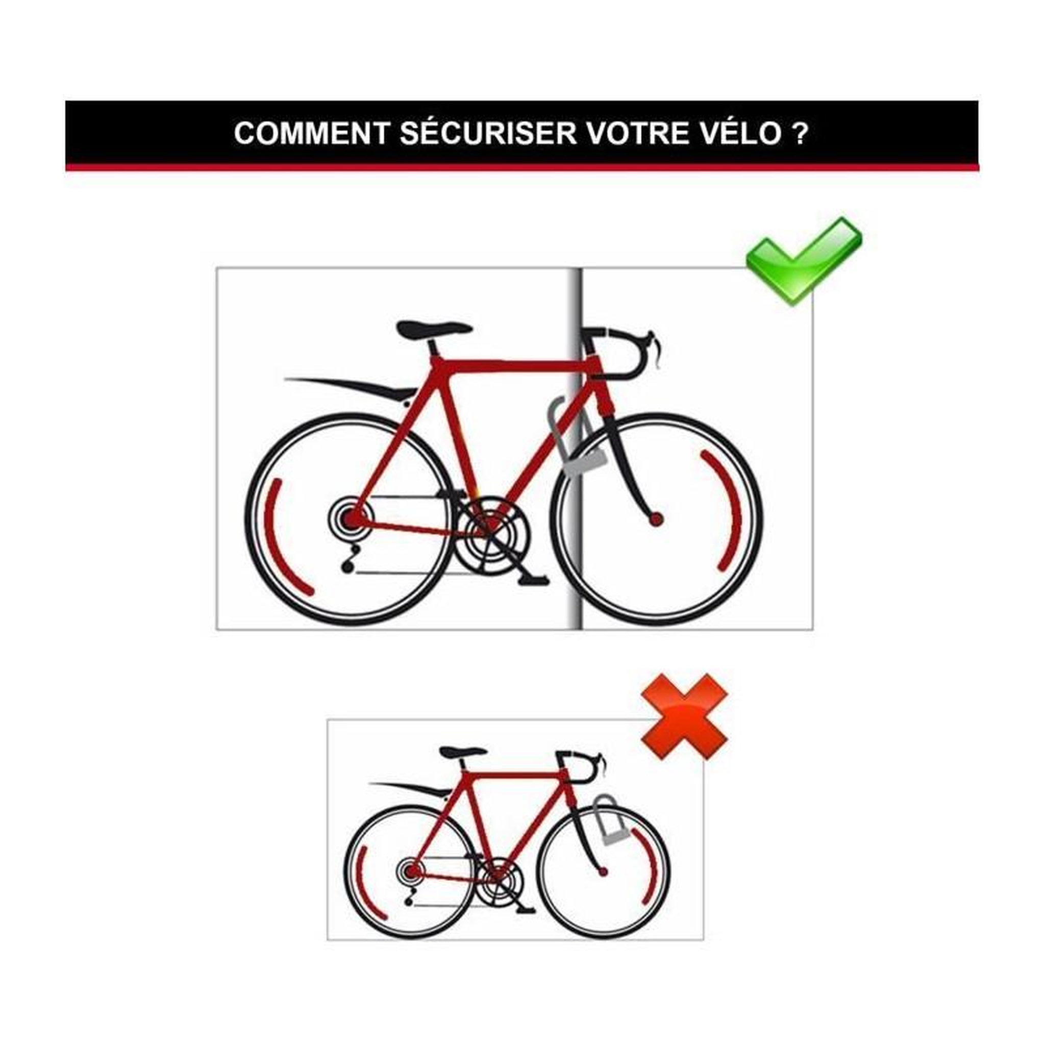 Voir la diapositive 5 : Master lock Antivol Vélo U - MASTER LOCK - 8195EURDPROCOLWR - Acier Cémenté, Clé, Rouge