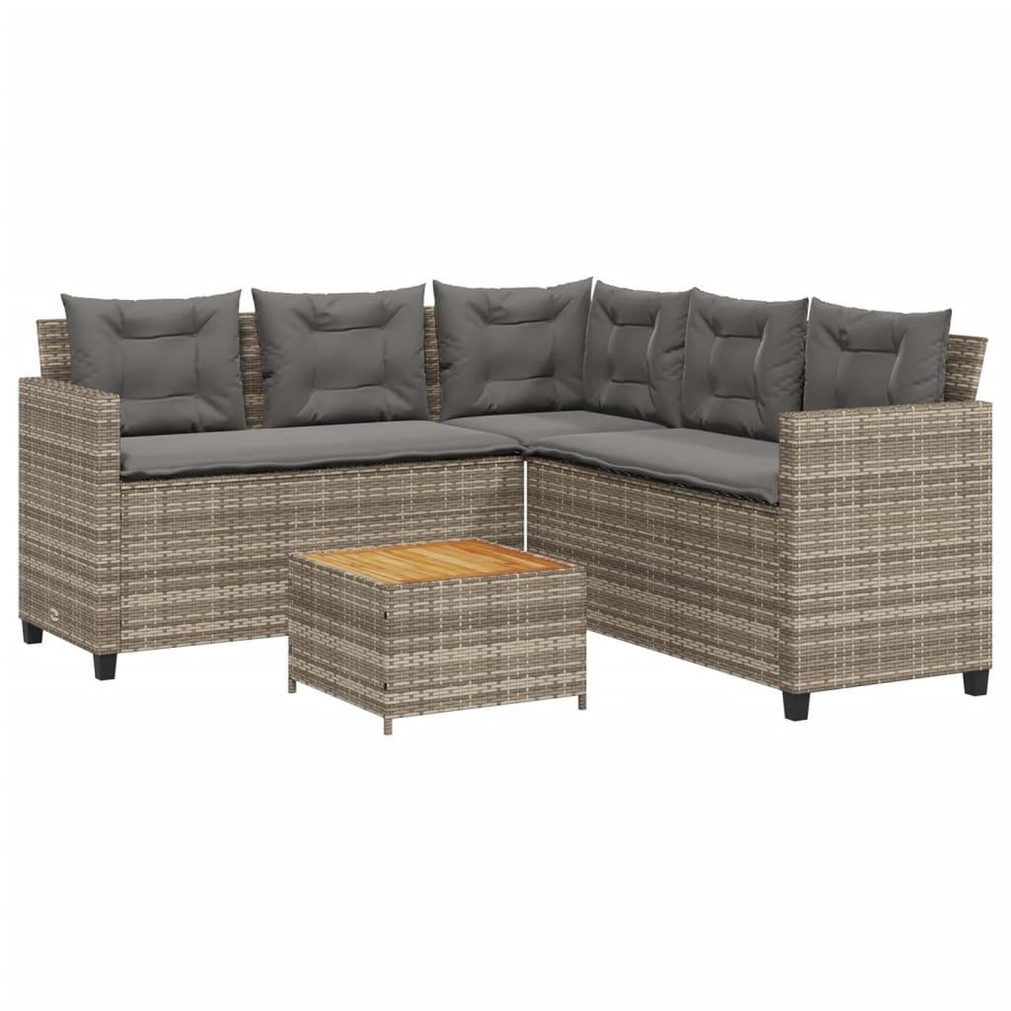 Voir la diapositive 2 : VIDAXL Canape de jardin avec table et coussins en forme de L gris
