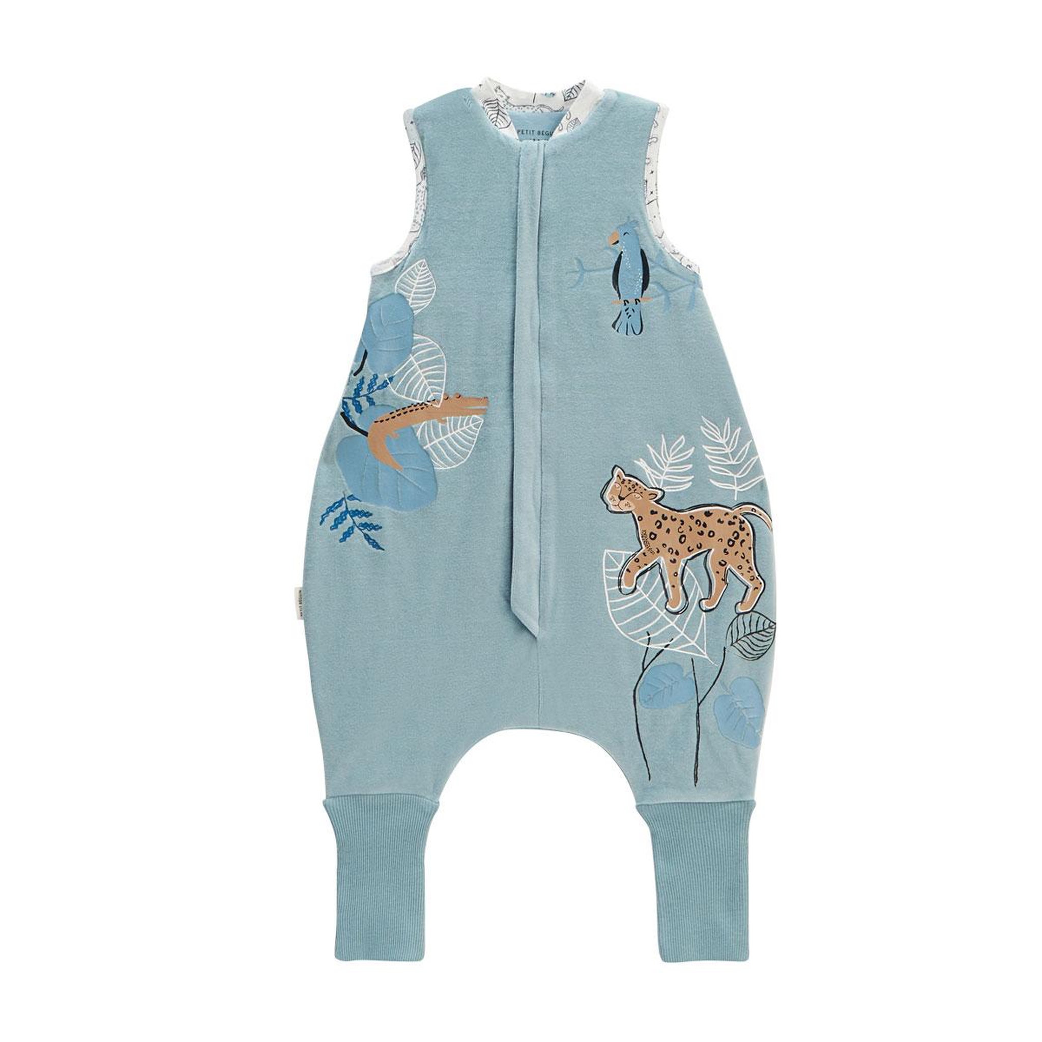 Petit Béguin Turbulette d'hiver en velours avec pieds retroussables félintrépide. Coloris disponibles : Bleu
