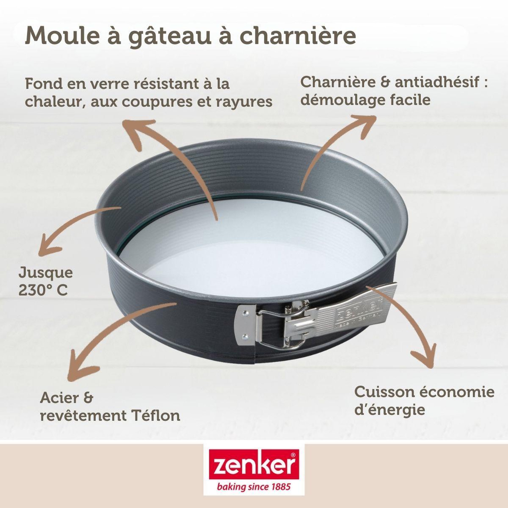 Voir la diapositive 4 : ZENKER Moule à manqué à charnière fond en verre 26 cm zenker energy
