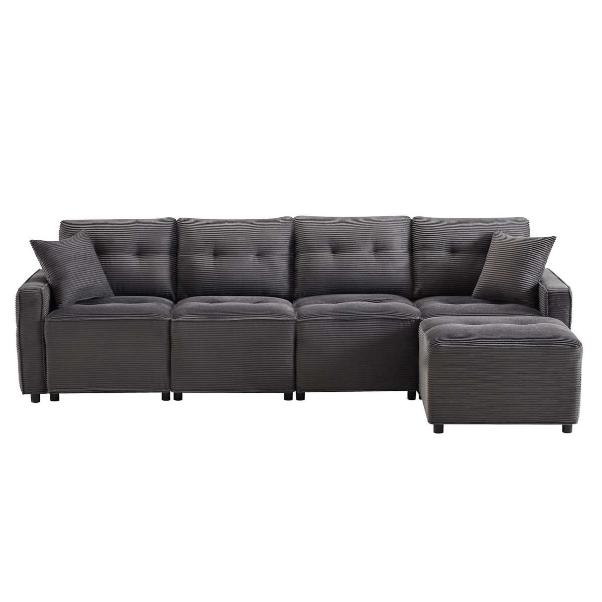 MERAX Canapé d'angle réversible fixe 4 places tissu coffre de rangement