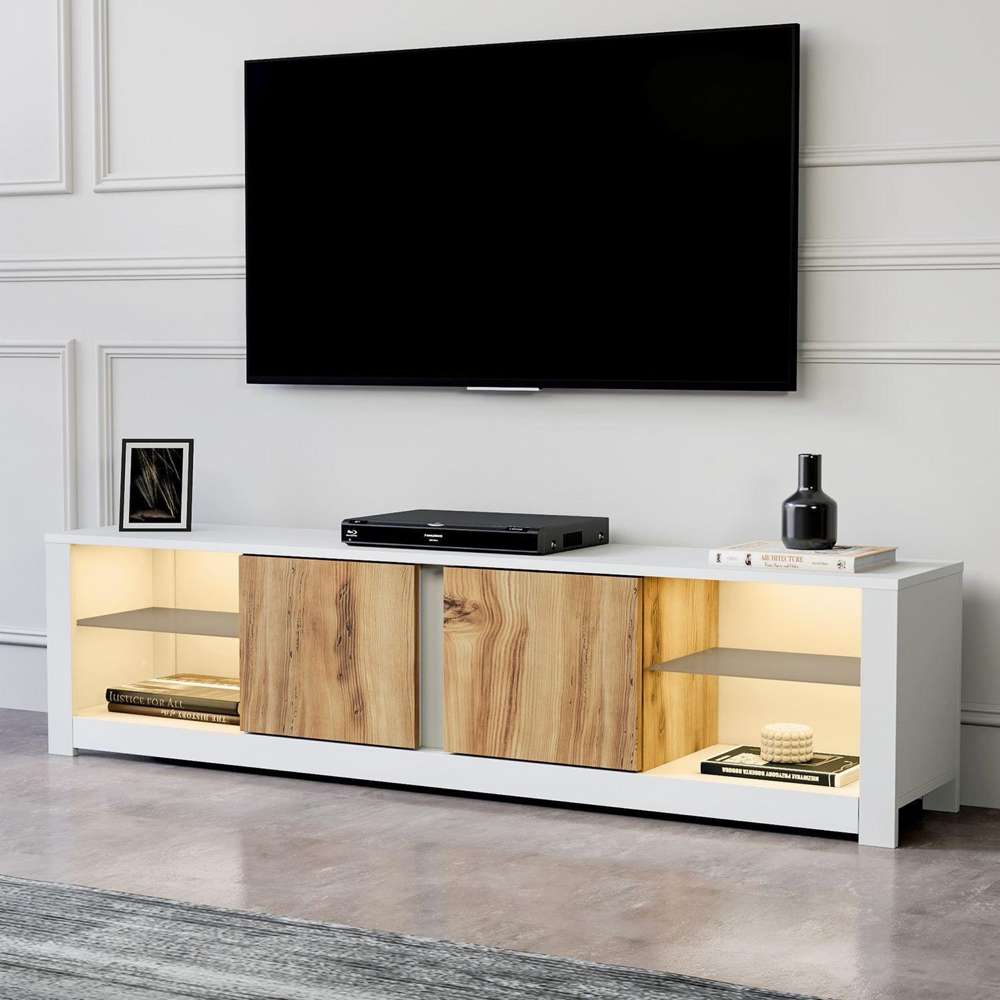 Voir la diapositive 2 : Habitat et Jardin Meuble tv en bois  aydos  180 x 35 x 45 cm - blanc