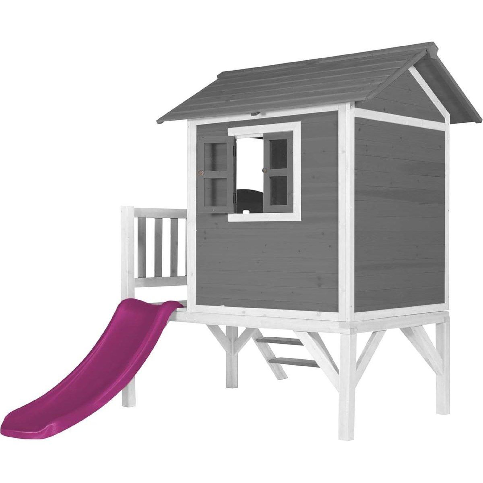 Voir la diapositive 2 : Axi House Maisonnette lodge xl gris froid toboggan violet