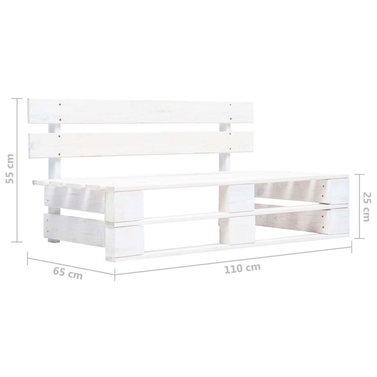 VIDAXL Canape central palette de jardin Blanc Bois de pin impregne