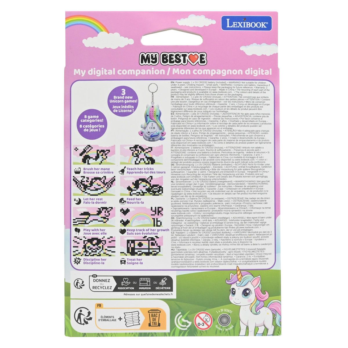 Lexibook Console My Best-E® Licorne avec écran LCD et porte-clés