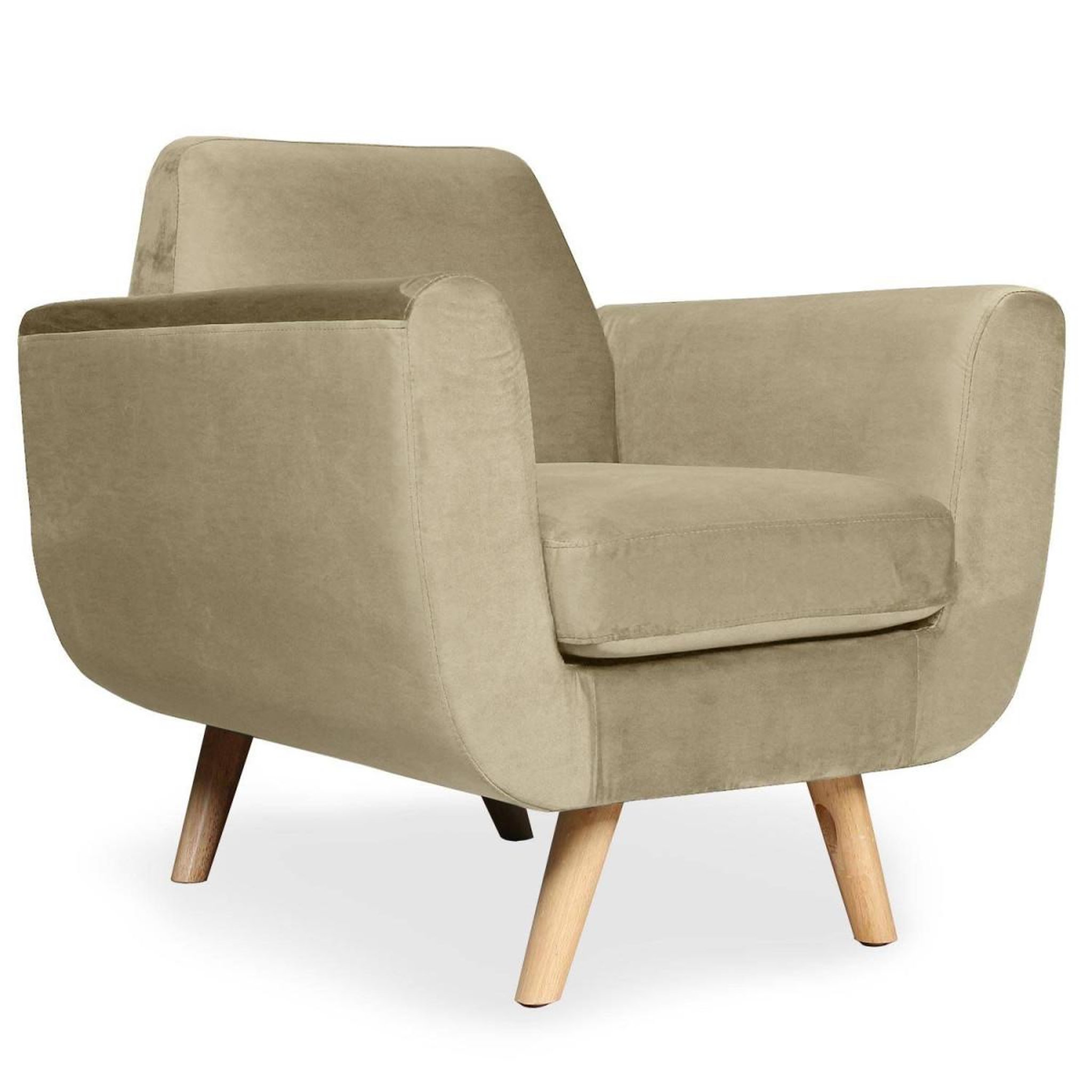 Voir la diapositive 1 : Paris Prix Fauteuil Scandinave Velours  Budapest  81cm Beige