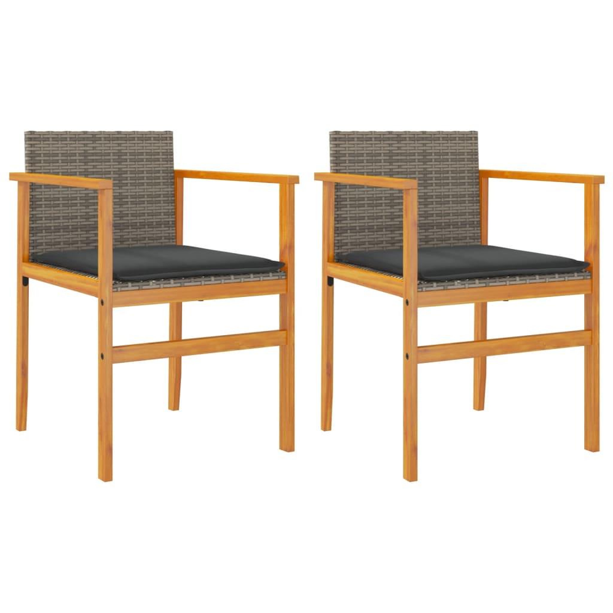 Voir la diapositive 2 : VIDAXL Chaises de jardin coussins lot de 2 gris resine tressee et bois