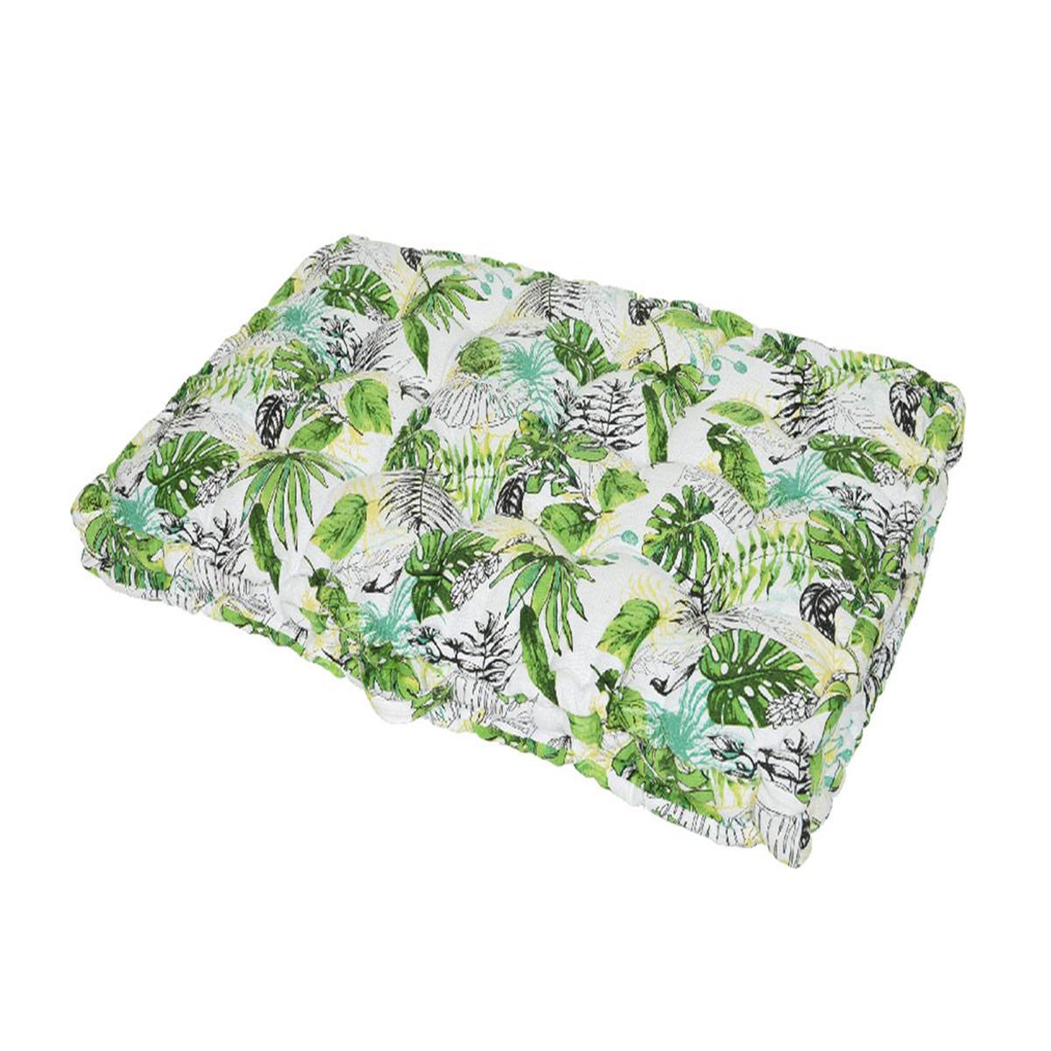 JARDIDECO Coussin palette de jardin déco feuilles clair 120 x 80 x 8 cm - Jardideco