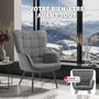 Voir la diapositive 4 : tectake Fauteuil rembourré Velours côtelé fin anthracite/noir