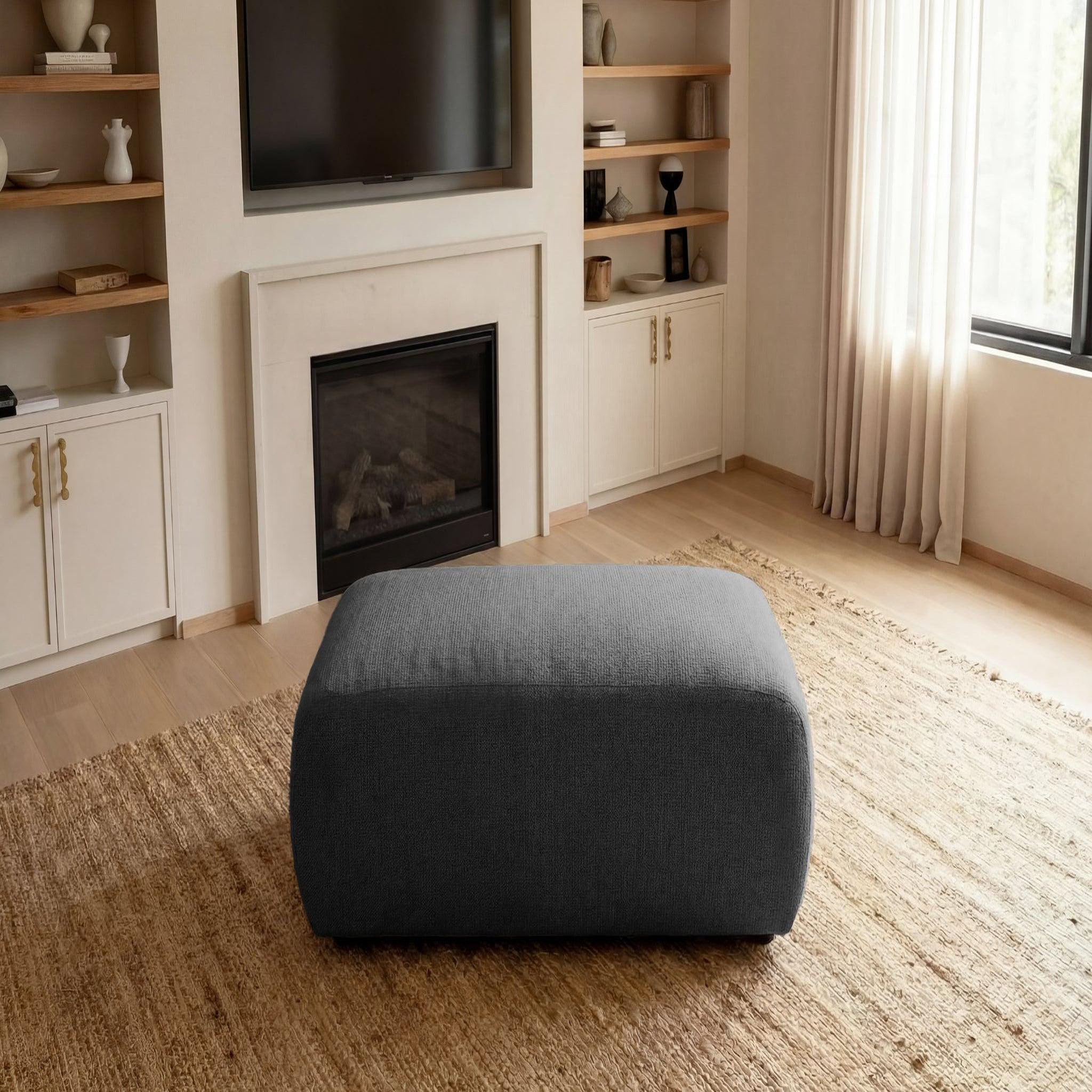 Voir la diapositive 5 : CASANOVA PARIS Sacha - pouf en tissu chiné 105x57x40