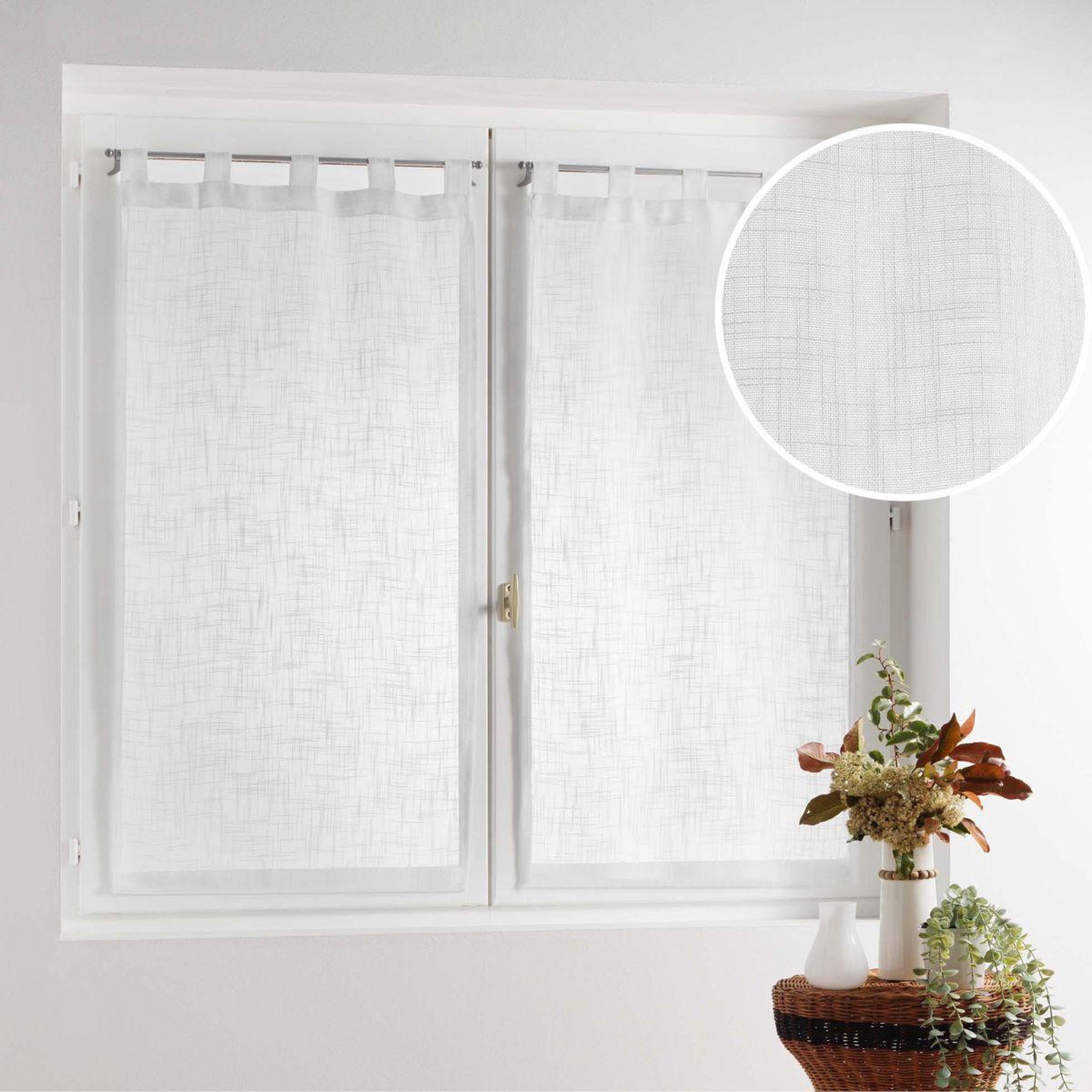 Voir la diapositive 4 : Douceur d'Intérieur Paire de voilages à passants  haltona  45x120cm blanc