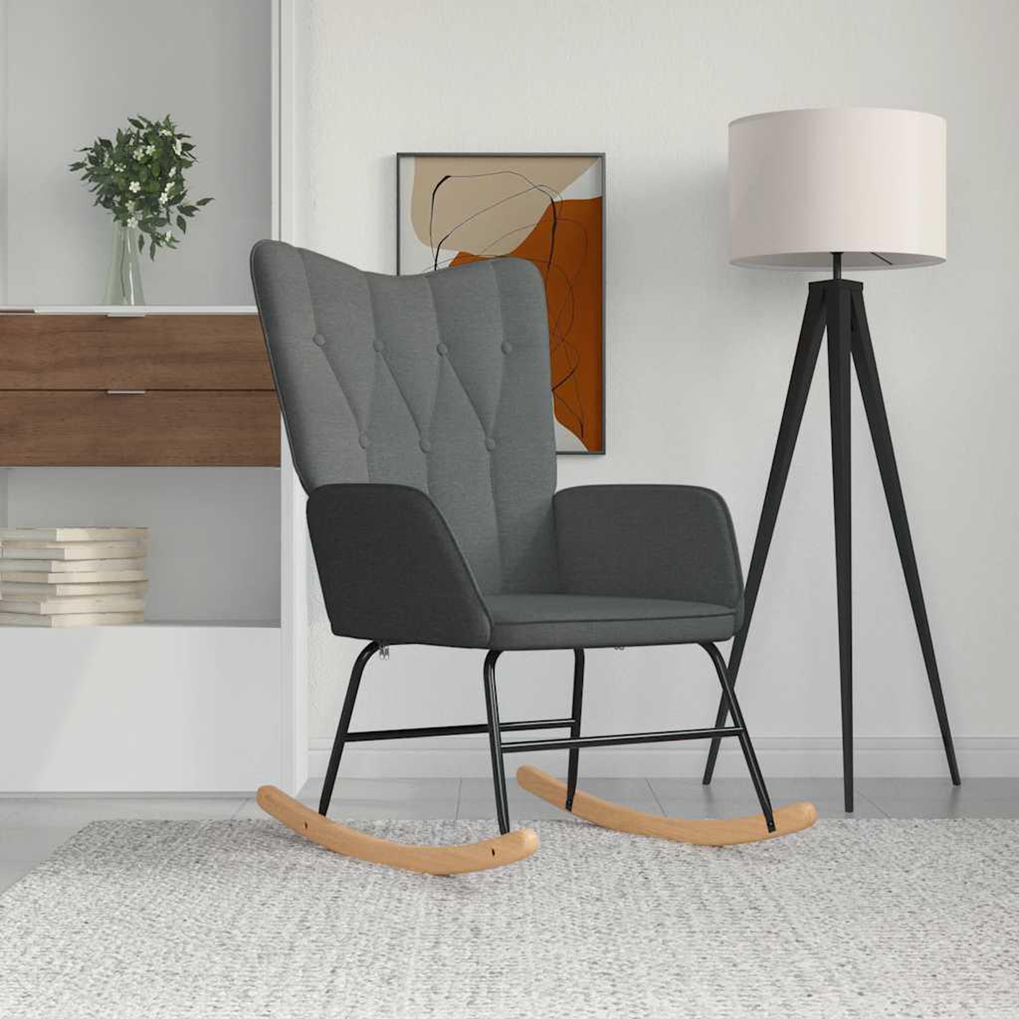 Voir la diapositive 1 : VIDAXL Chaise a bascule Gris fonce Tissu