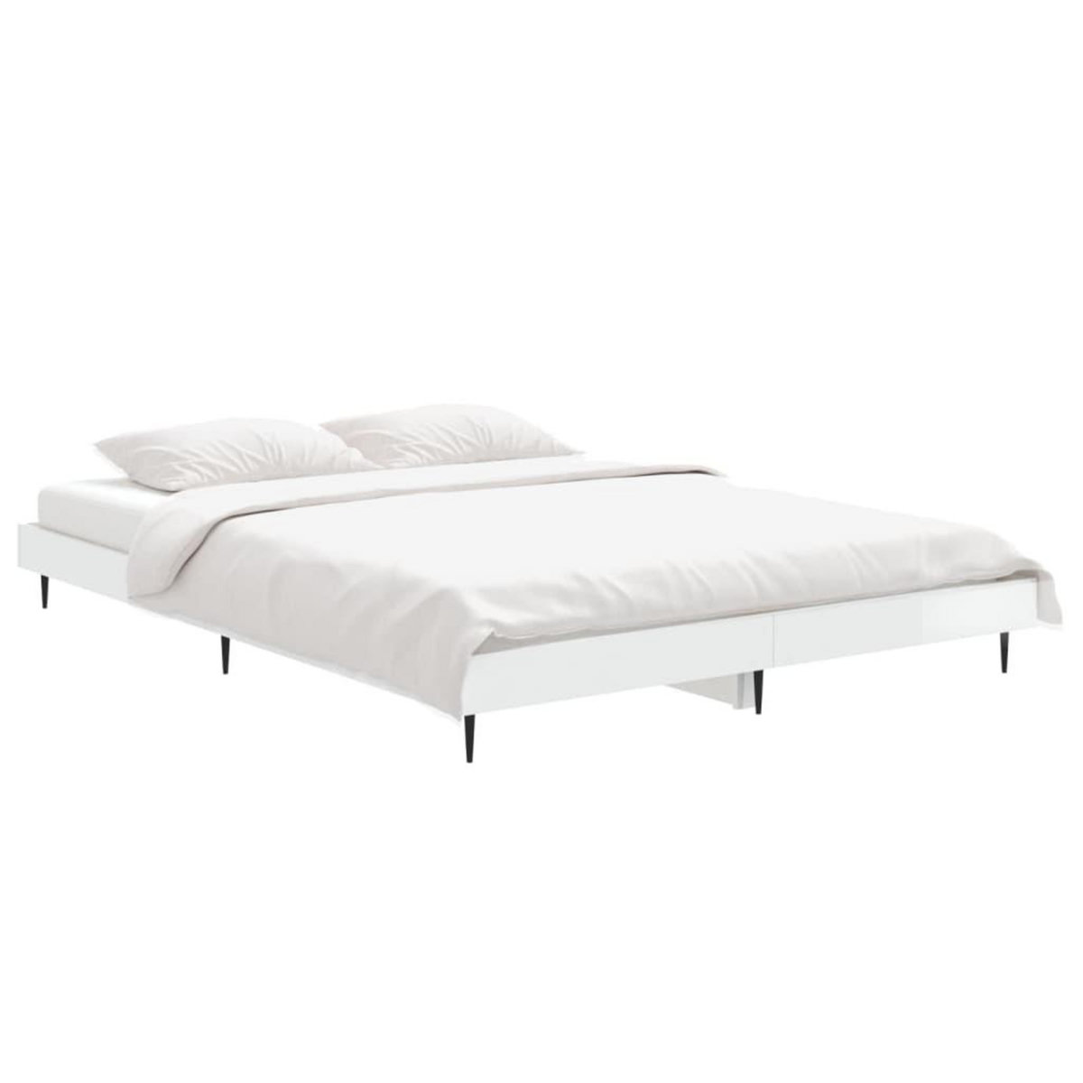 VIDAXL Cadre de lit sans matelas blanc brillant 140x190 cm