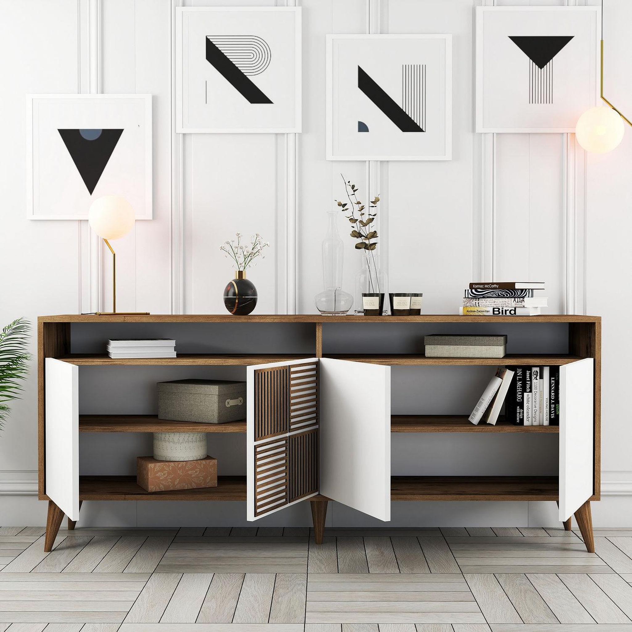 Voir la diapositive 4 : Habitat et Jardin Buffet en bois  Milan  - 180 x 35 x 78 cm - Blanc