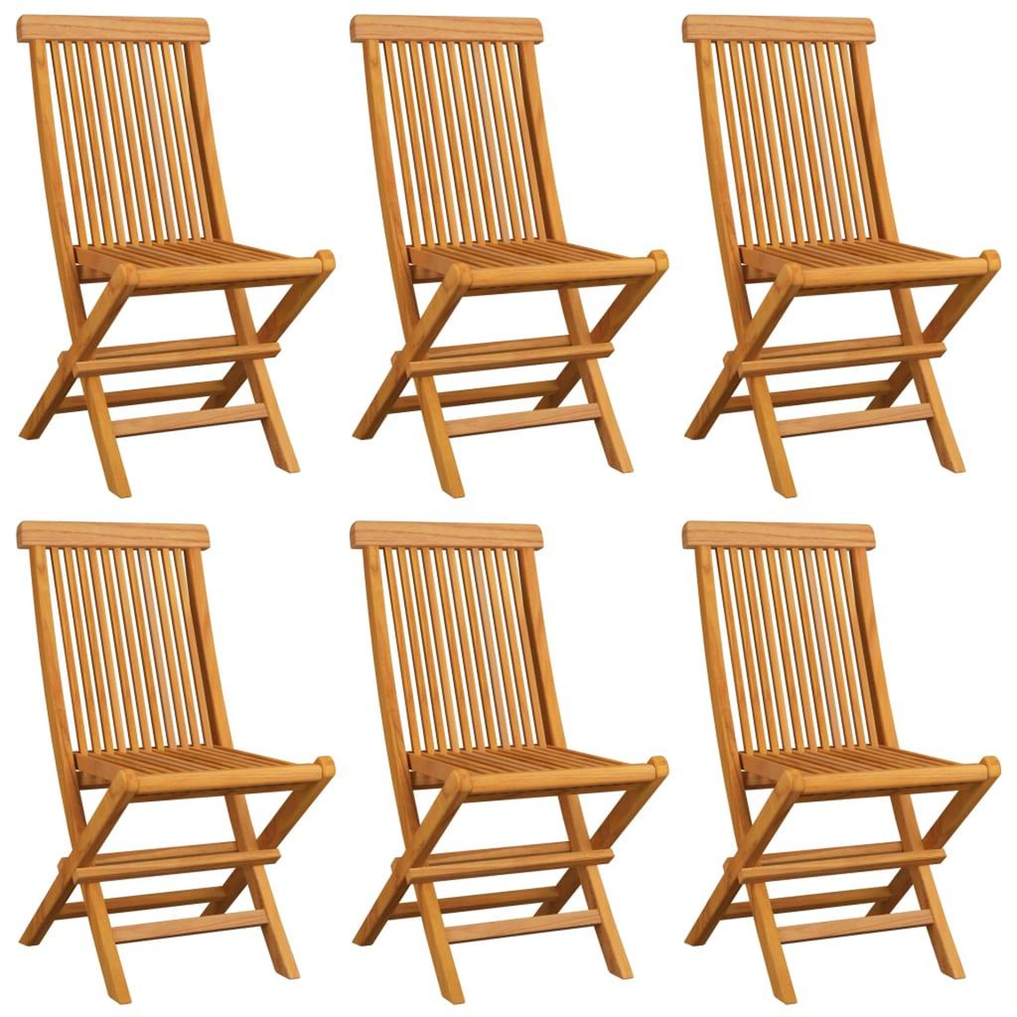 Voir la diapositive 3 : VIDAXL Chaises de jardin et coussins bleu clair lot de 6 Bois de teck