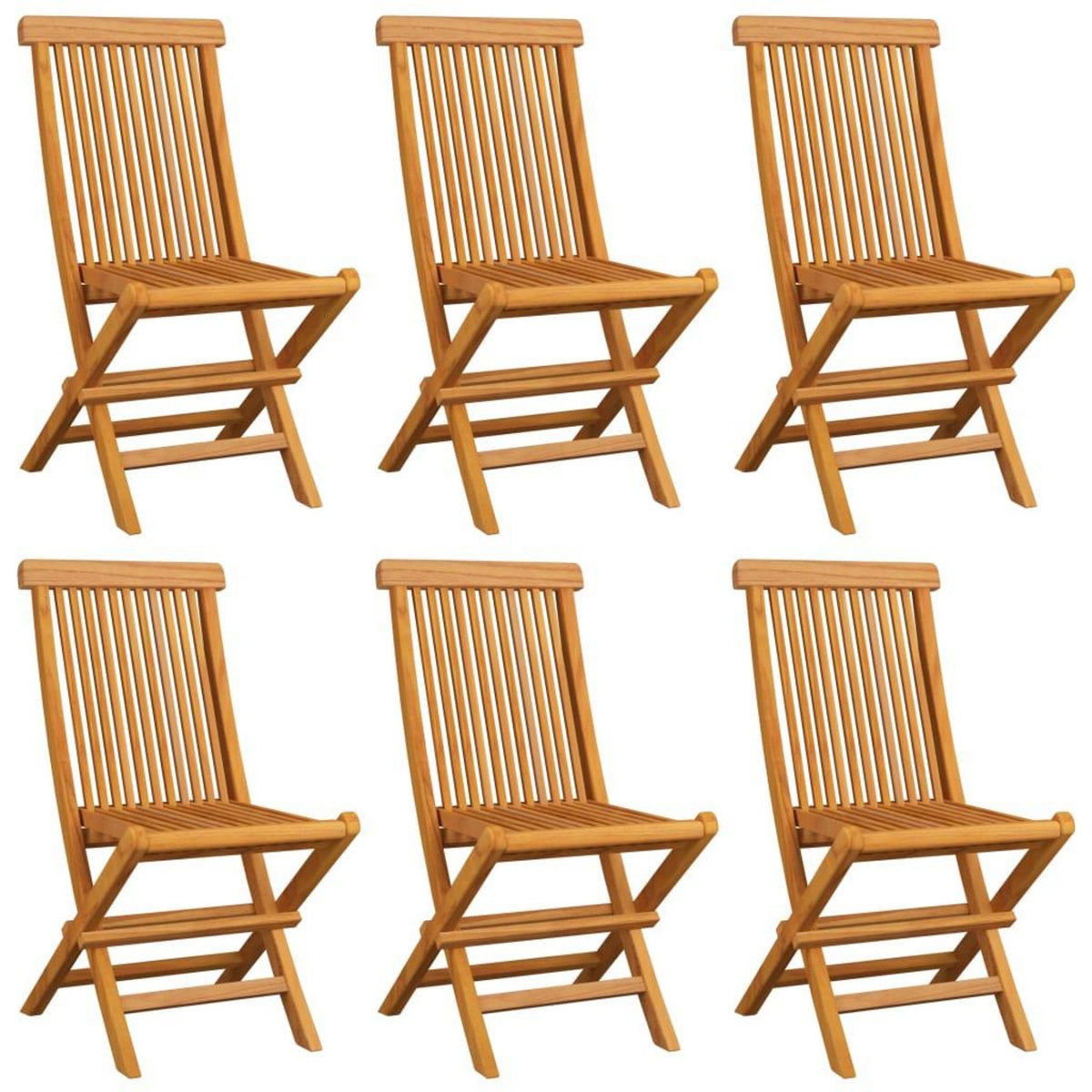 VIDAXL Chaises de jardin et coussins bleu clair lot de 6 Bois de teck