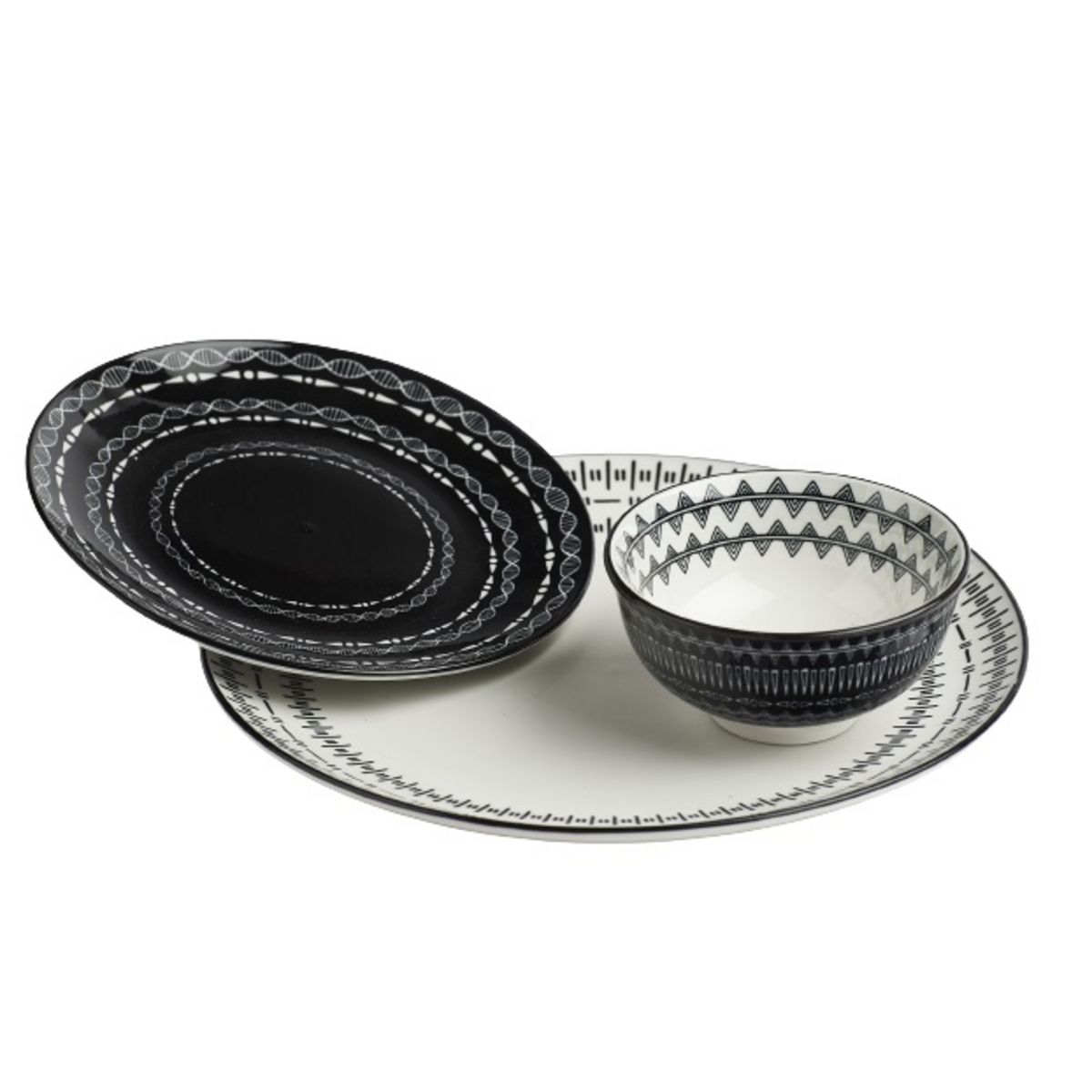 ACTUEL Service d'assiettes de 18 pièces HANOI NOIR