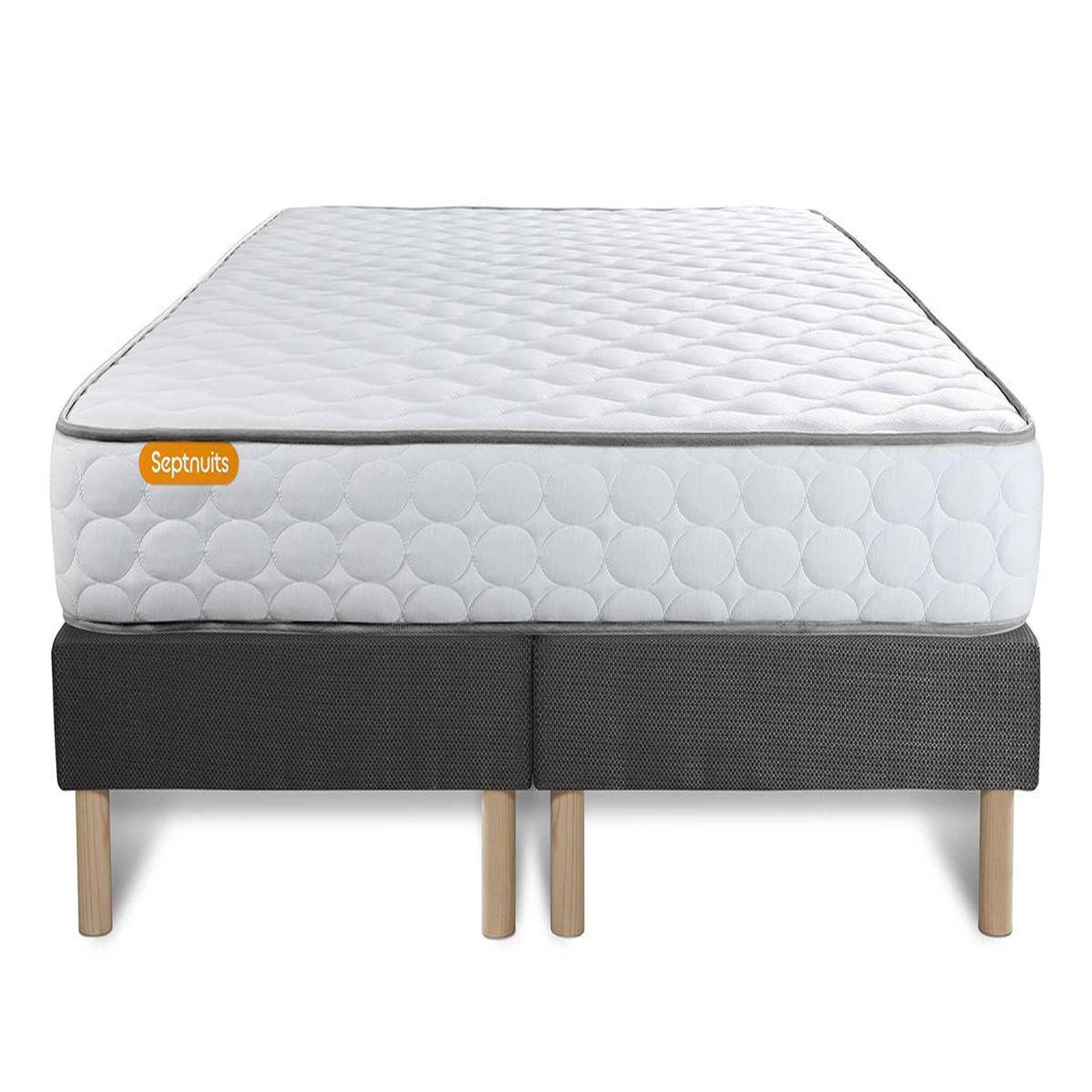 Voir la diapositive 2 : SEPTNUITS Matelas Mémoire de forme + double sommier gris Memo