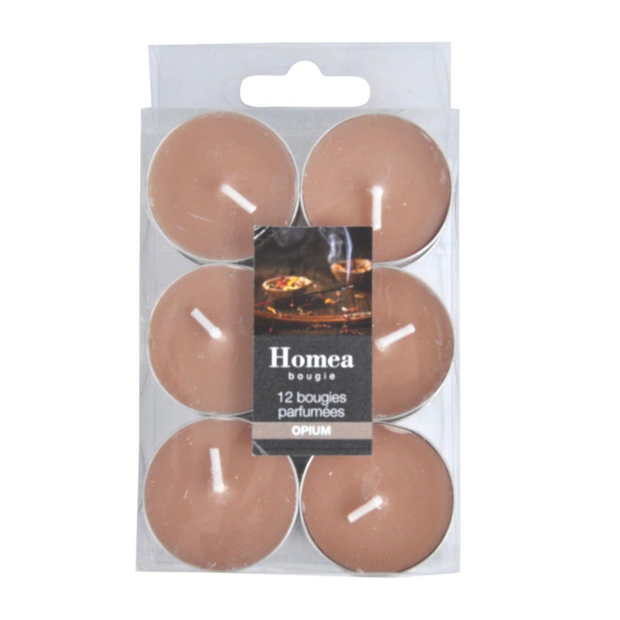 HOMEA Lot de 12 bougies chauffe-plat  essentiel  3,5cm opium