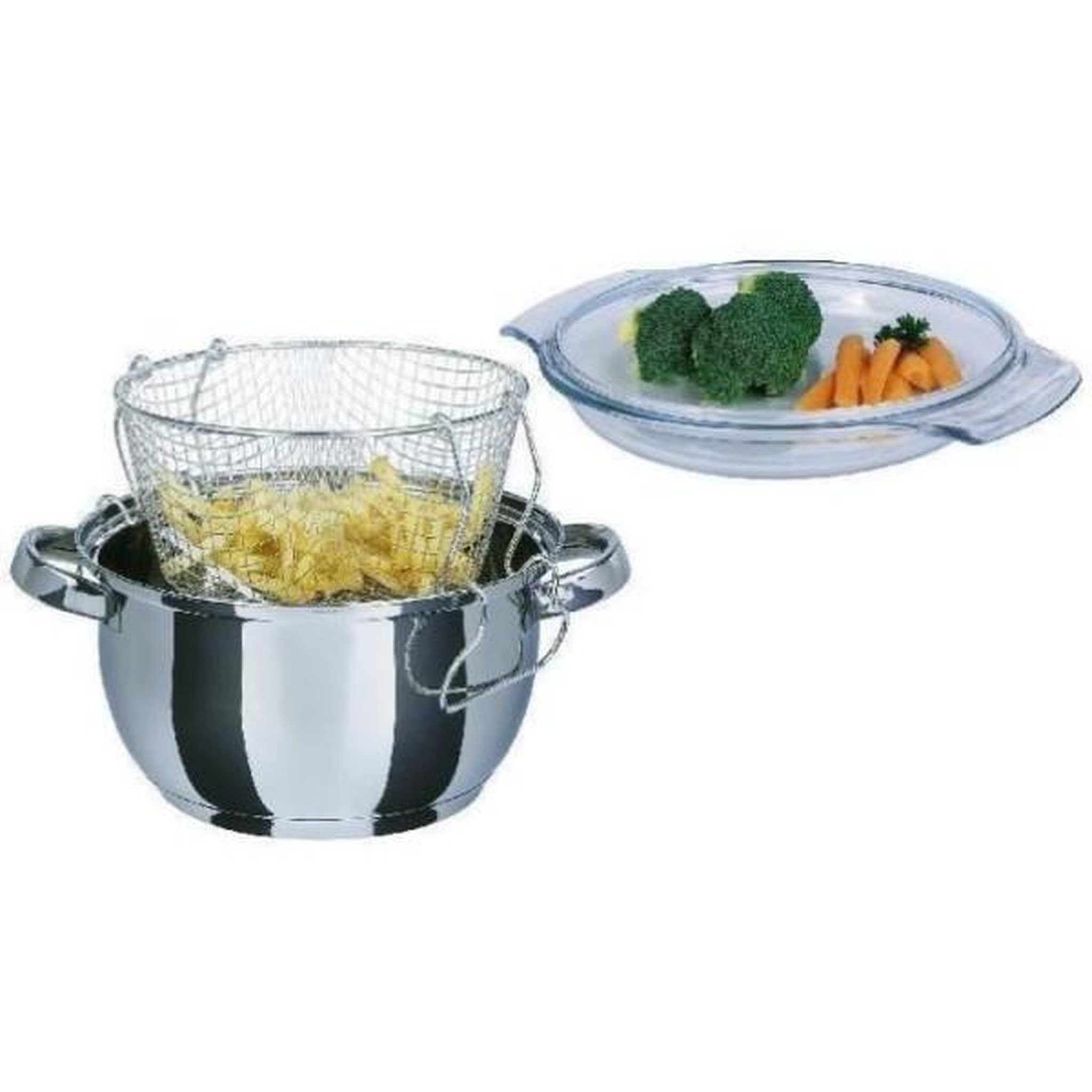 Voir la diapositive 1 : GSW Friteuse - GSW - 488204 - Induction - 22 cm - Couvercle en verre - Acier inoxydable