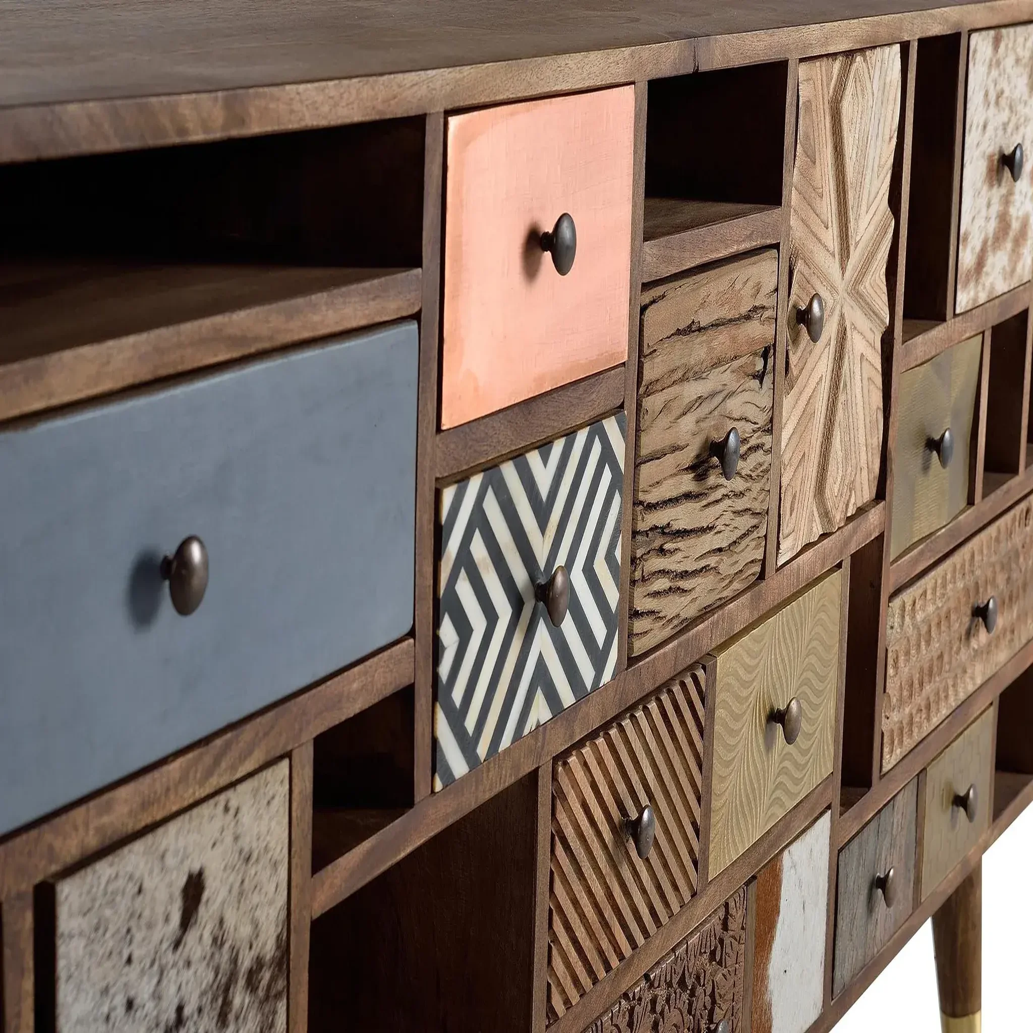 Voir la diapositive 2 : GINER Y COLOMER SL Buffet en bois de manguier 160cm style boho rétro