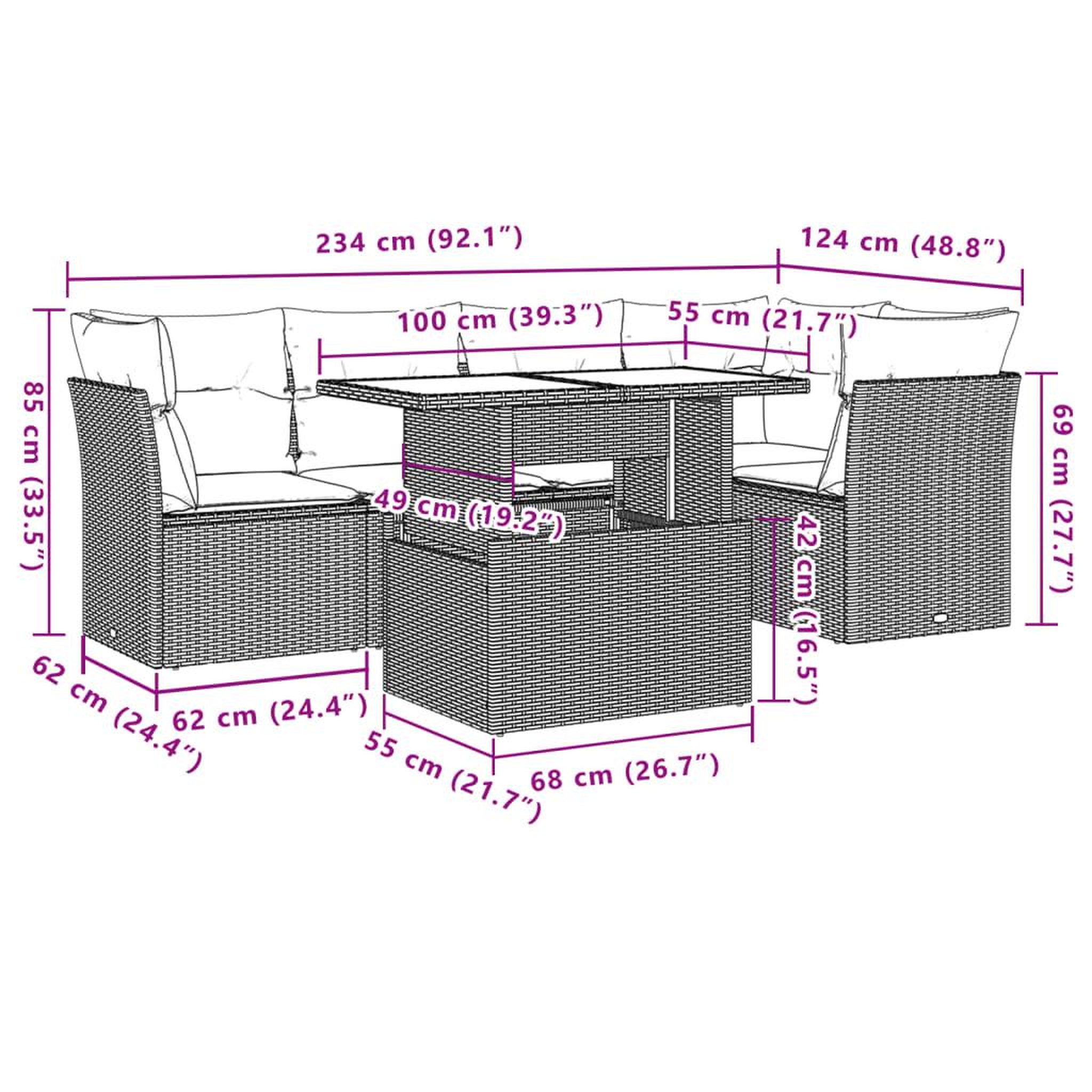 Voir la diapositive 6 : VIDAXL Salon de jardin avec coussins 6 pcs beige resine tressee