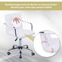 Voir la diapositive 4 : HOMCOM Chaise de bureau fauteuil manager pivotant hauteur réglable revêtement synthétique capitonné blanc