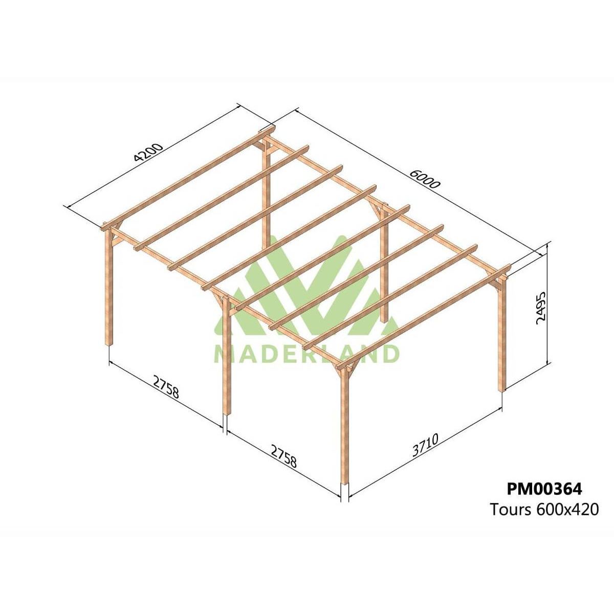 JARDIDECO Pergola massive en bois Le Havre 600 x 420 cm - Maderland