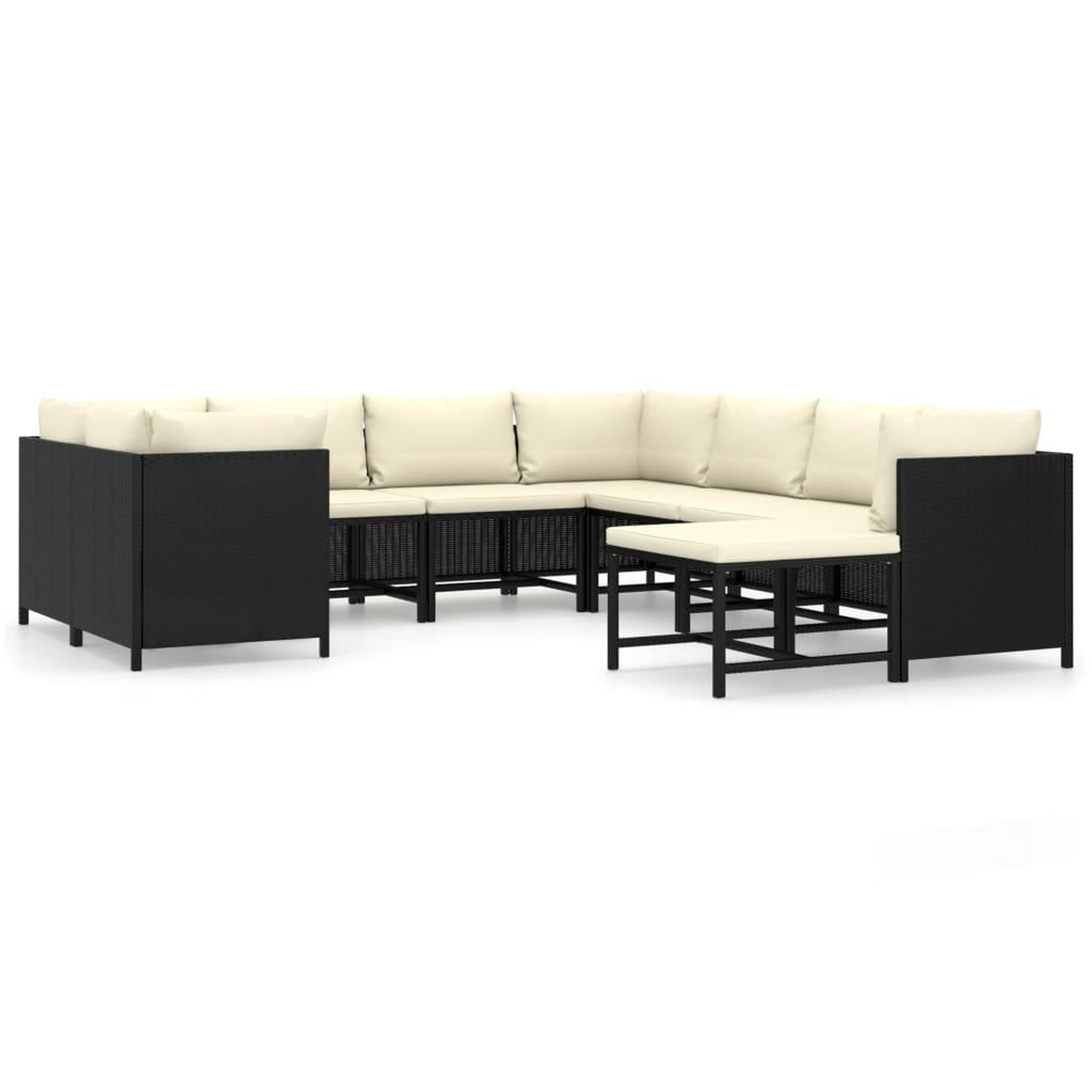 VIDAXL Salon de jardin 9 pcs avec coussins resine tressee noir