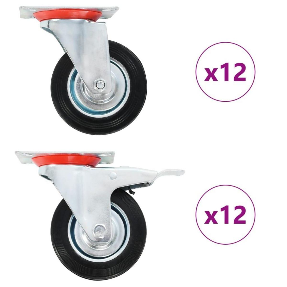 VIDAXL 24 pcs Roulettes pivotantes 100 mm