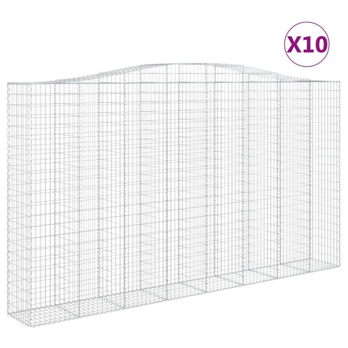 VIDAXL Paniers a gabions arques 10 pcs 400x50x220/240 cm Fer galvanise
