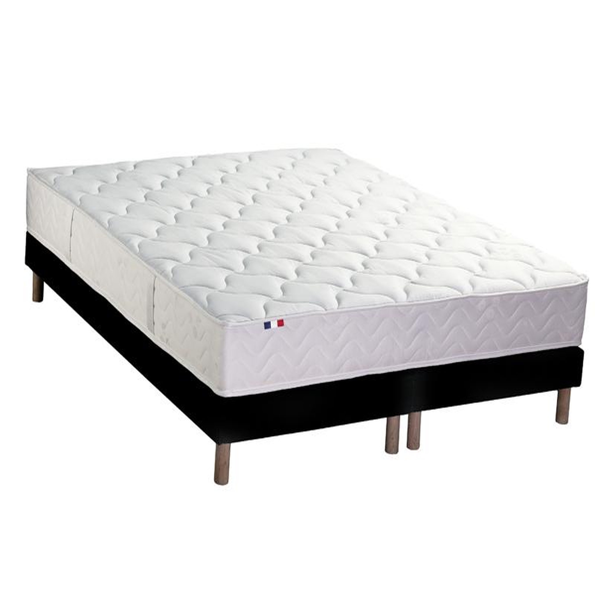 Voir la diapositive 3 : Ensemble literie matelas ressorts ensachés 20cm 160x200 cm + sommier tapissier noir 2x80cm ASTRE