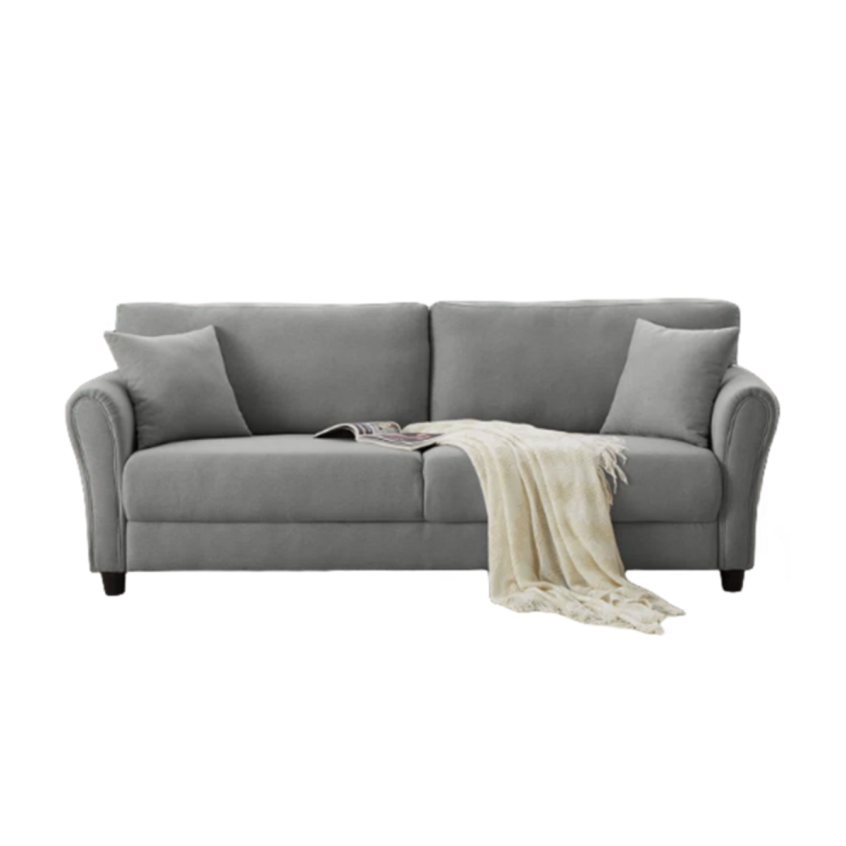 CONCEPT USINE Canapé droit en tissu 4 places gris clair LUCERNE