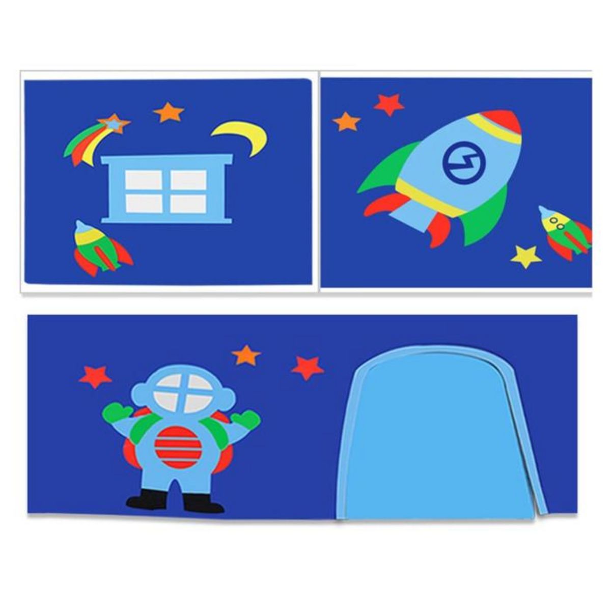 Paris Prix Pack - Lit Enfant Surélevé, Tente, 3 Pochettes & Tunnel  Pino Astronaute II  Naturel