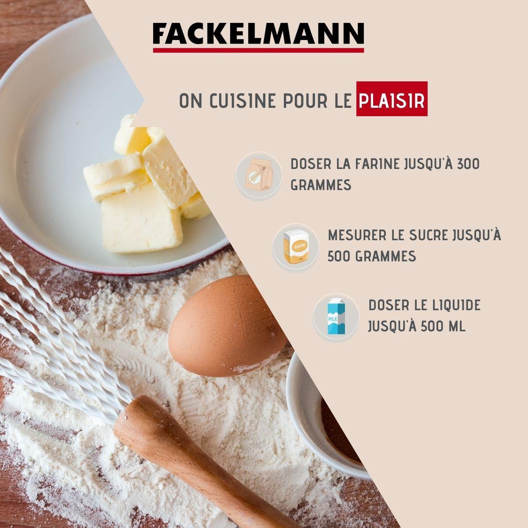 Voir la diapositive 2 : Fackelmann Verre doseur 500 ml en plastique transparent fackelmann basic