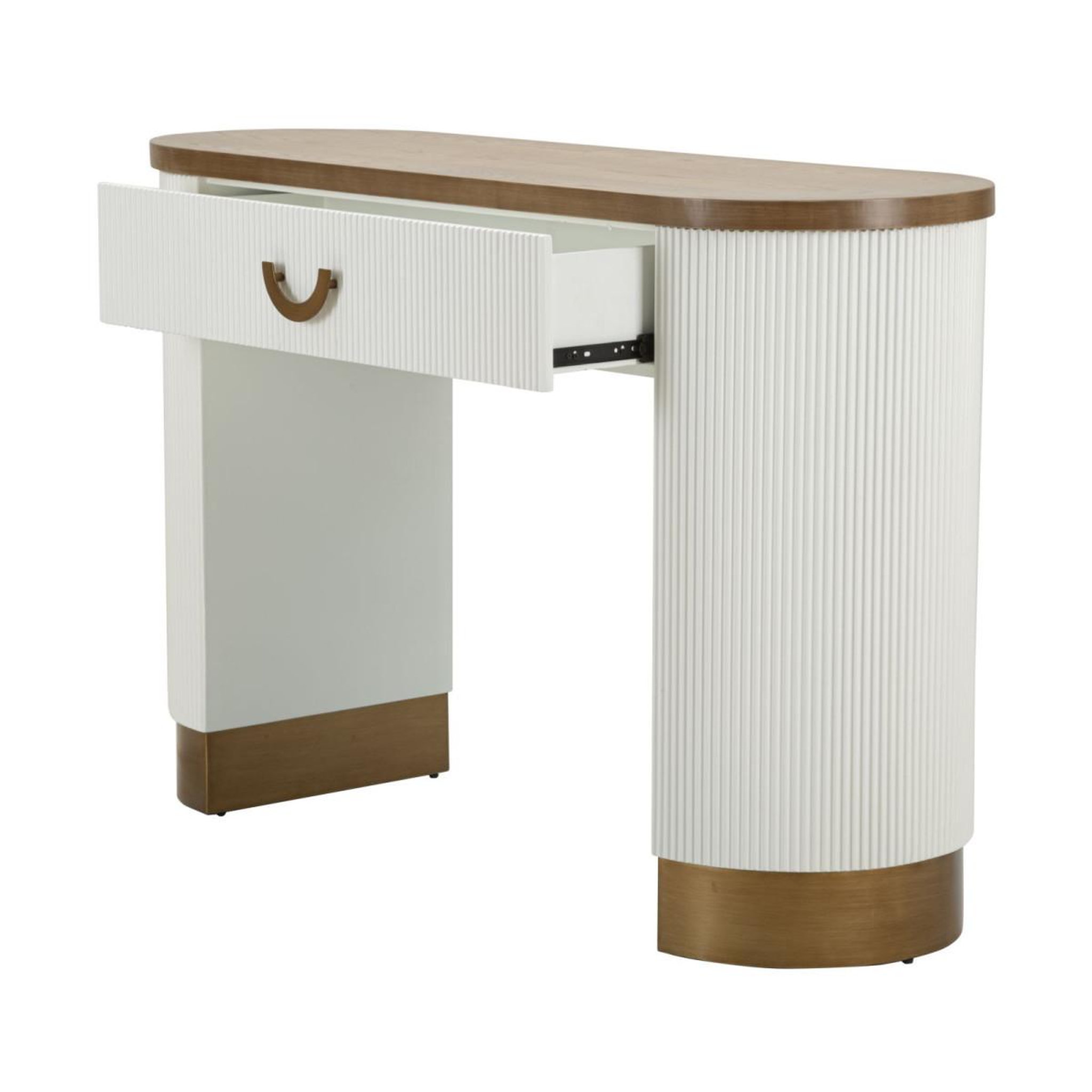 Voir la diapositive 3 : Paris Prix Console en bois avec 1 tiroir  tolosa  121cm blanc & naturel