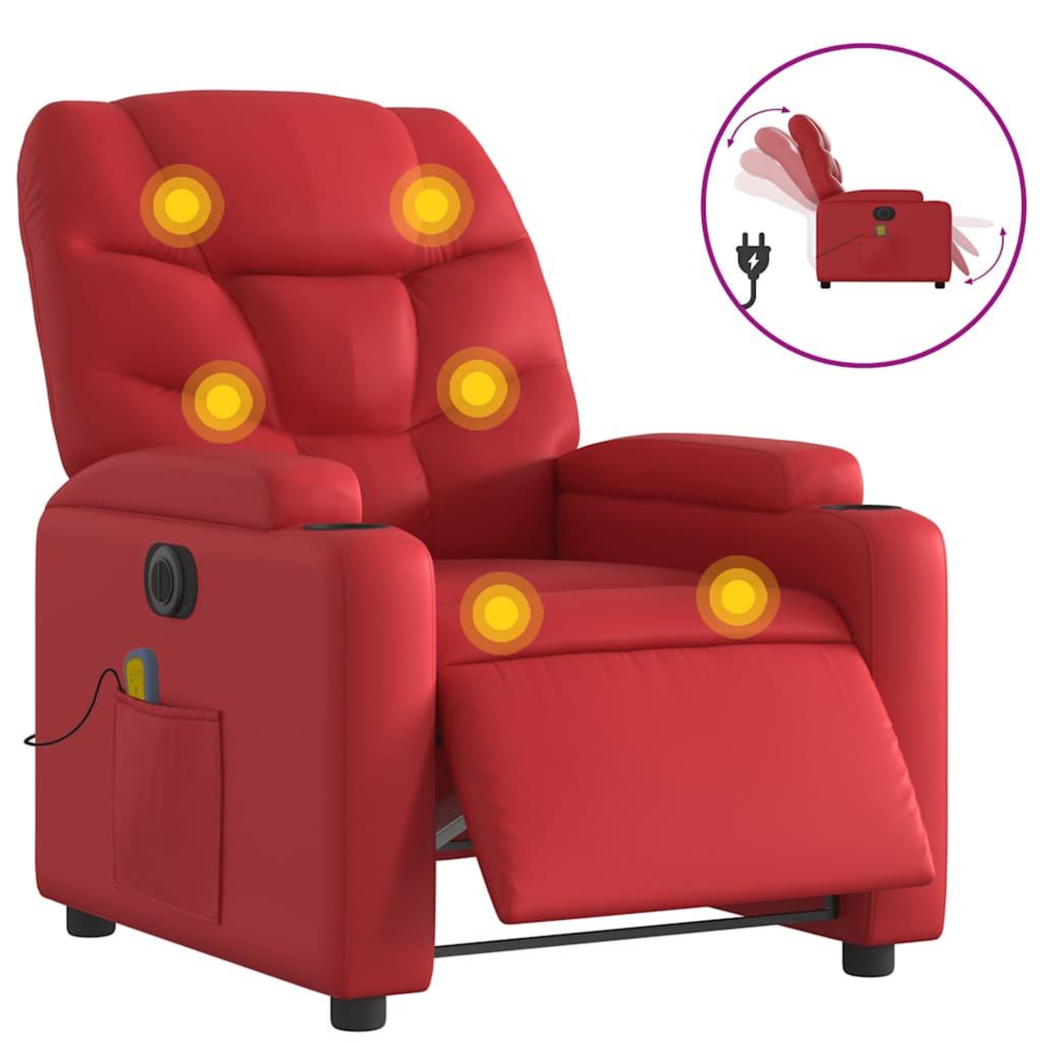 Voir la diapositive 2 : VIDAXL Fauteuil de massage inclinable electrique rouge similicuir