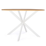 Voir la diapositive 3 : ID MARKET Table à manger ronde ALIX 6 personnes pied araignée bois et blanc 110 cm