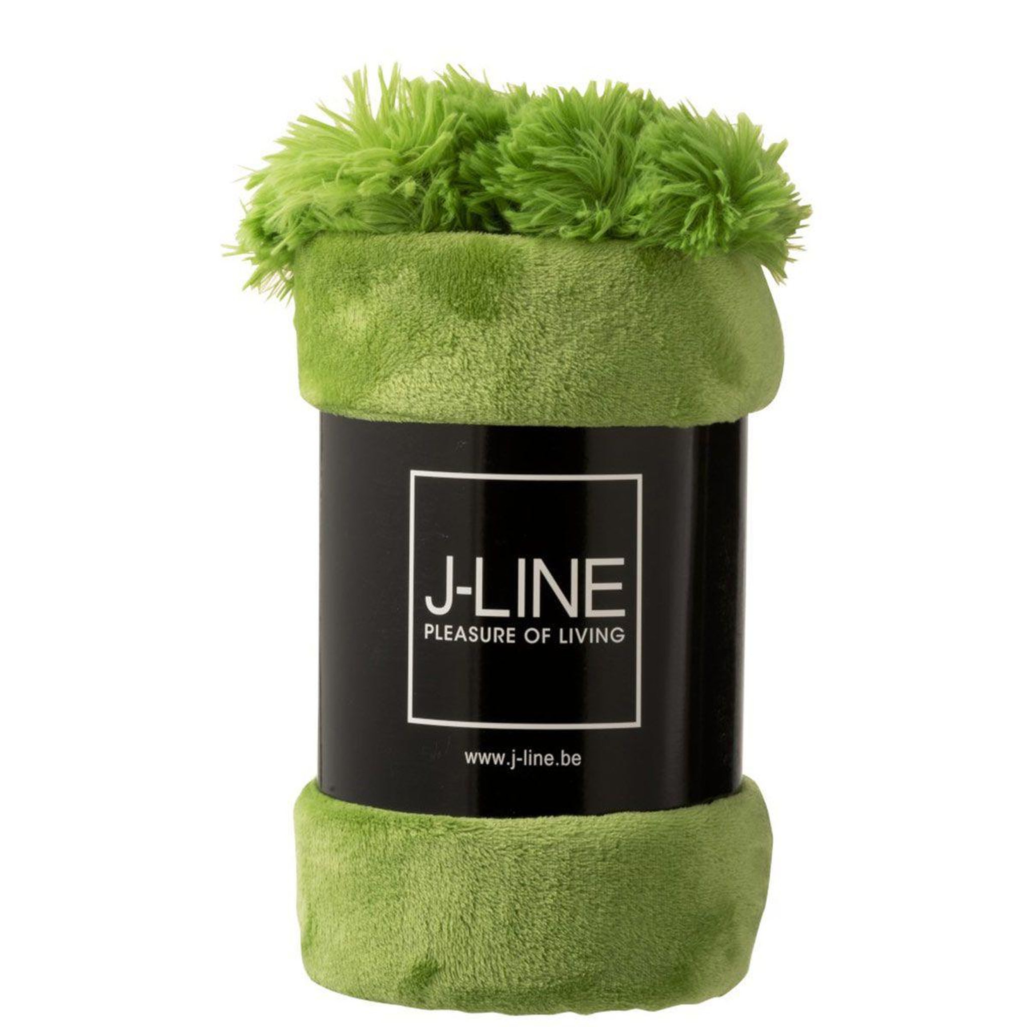 Voir la diapositive 3 : J-LINE Plaid déco à pompons  polyes  130x170cm vert gazon