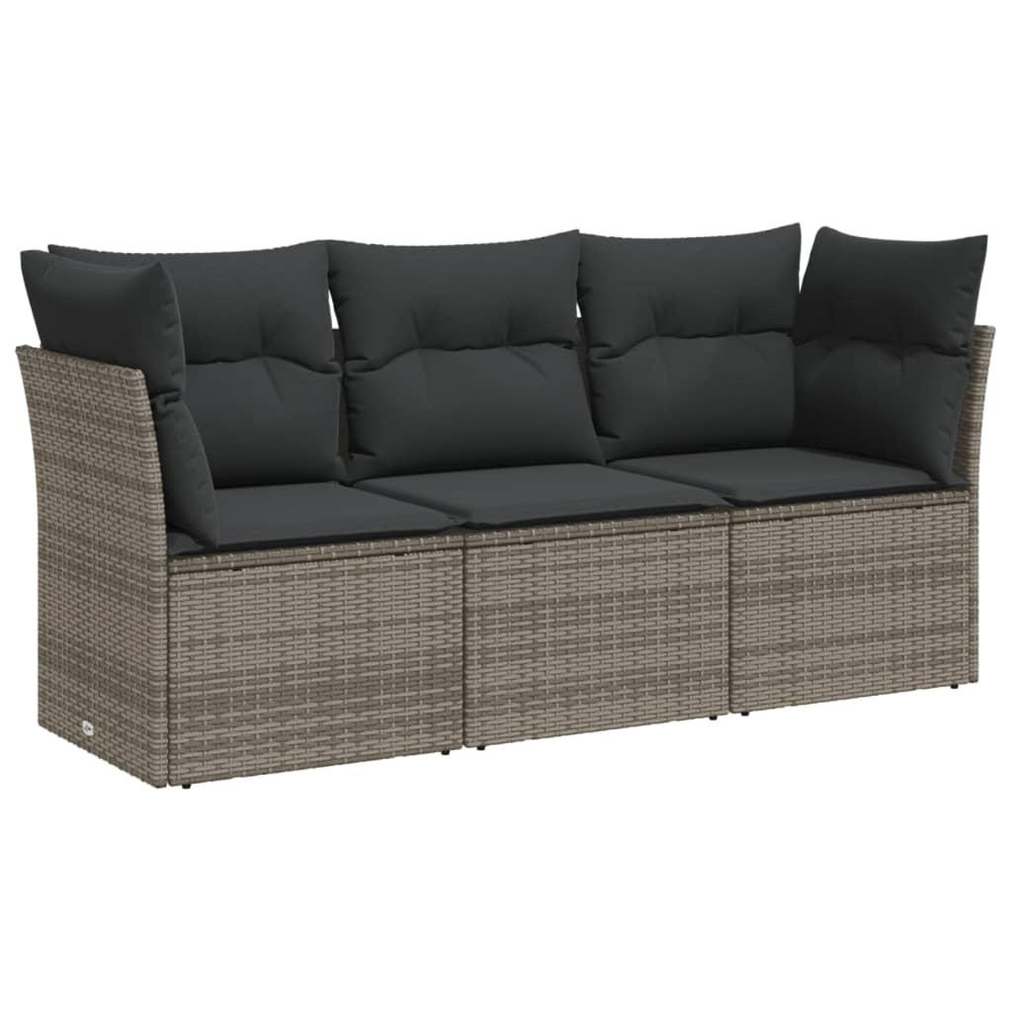 Voir la diapositive 2 : VIDAXL Salon de jardin avec coussins 3 pcs gris resine tressee
