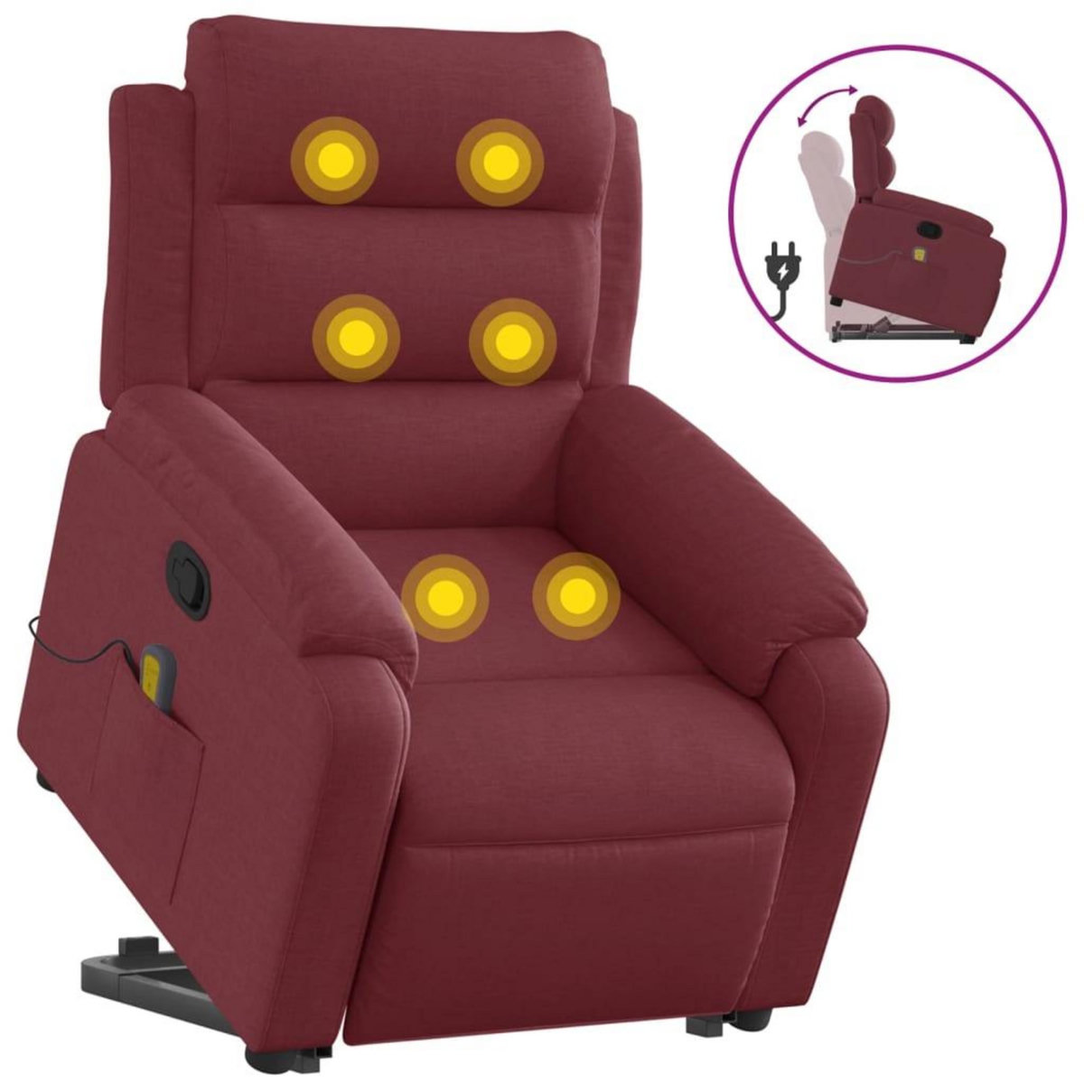 VIDAXL Fauteuil inclinable de massage Rouge bordeaux Tissu